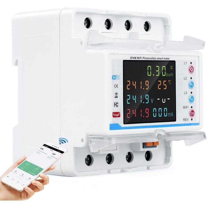Wlan-stromzähler, Drehstrom 100 A, 380 V Ac, Intelligenter Zähler, Bidirektionaler Wlan-stromzähler Mit Zeitsteuerung/überspannungs-/überstromschutz