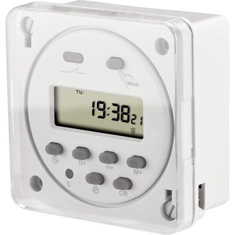 Cn101a Dc12v 16a Spst Digitaler Programmierbarer Lcd-timer Mit Wasserdichter Abdeckung, Weiß
