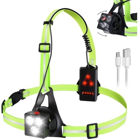 Lauflampe, Usb-aufladbare Brustlampe, 500 Lumen Lauf-torsolampe, 120° Verstellbarer Winkel, Jogginglampe Mit Reflektorstreifen Für Joggen, Wandern Und Outdoor-sportarten