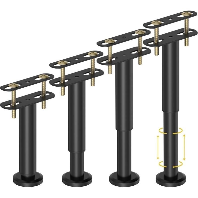 Set Aus 4 Höhenverstellbaren Bettstützbeinen (18 Bis 32 Cm), Mittelstützbeinen Für Bettgestell, Mittellatten Und Möbel, Robuste Metall-ersatzbeine.
