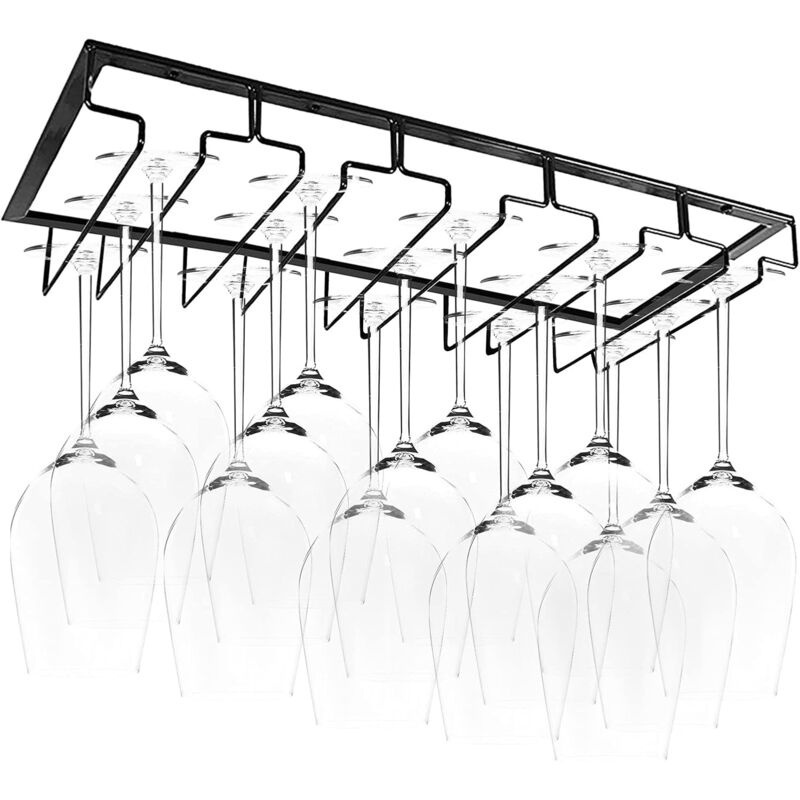 Hängendes Glasregal, Weinglashalter Mit 4 Schienen Für 10-15 Gläser, 50 X 22,5 X 5 Cm