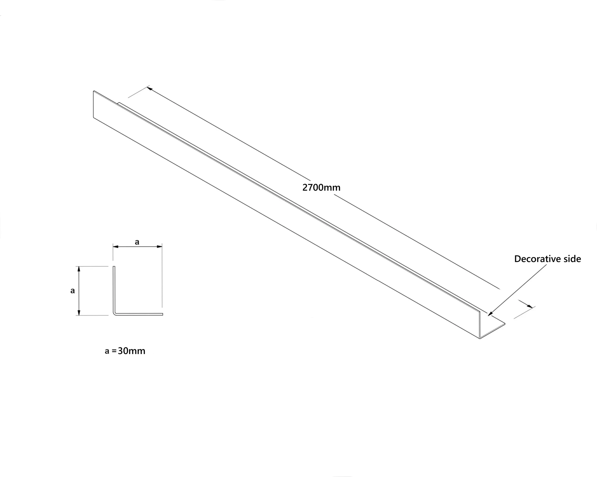 Ilcom Dekoratives Inneneckprofil Li Aus Edelstahl 30mm X 30mm X 2700mm - Gold Satiniert
