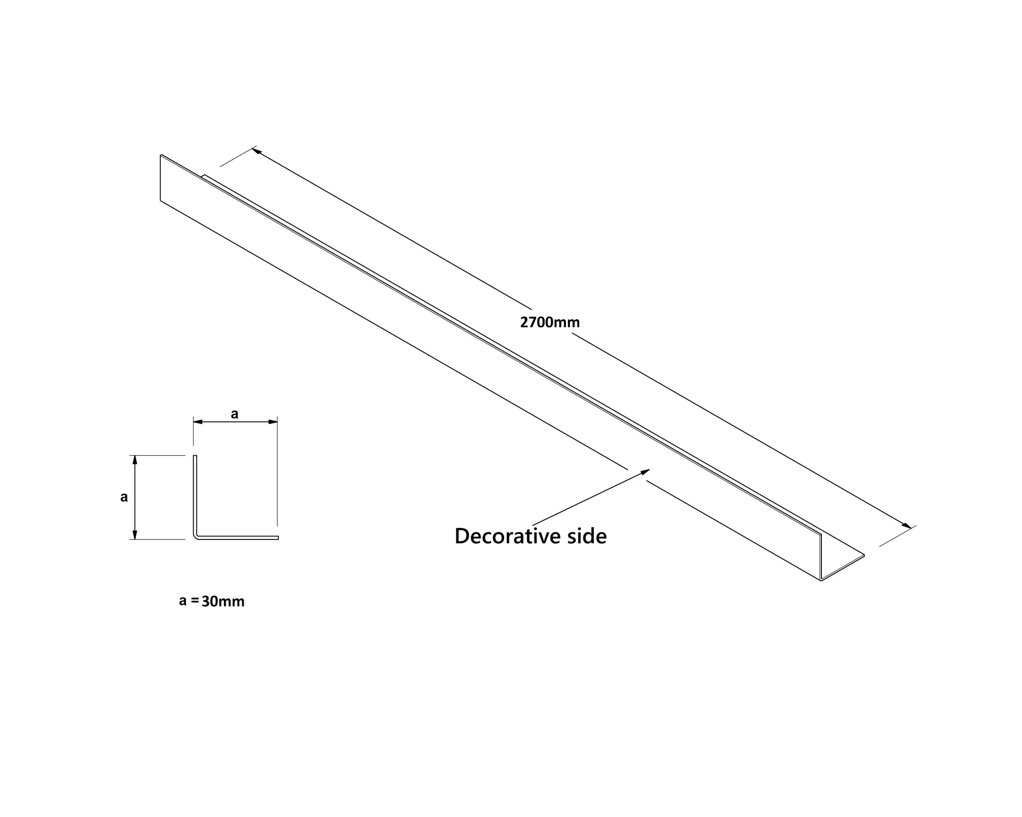 Ilcom Dekoratives Inneneckprofil Li Aus Edelstahl 30mm X 30mm X 2700mm - Gold Poliert