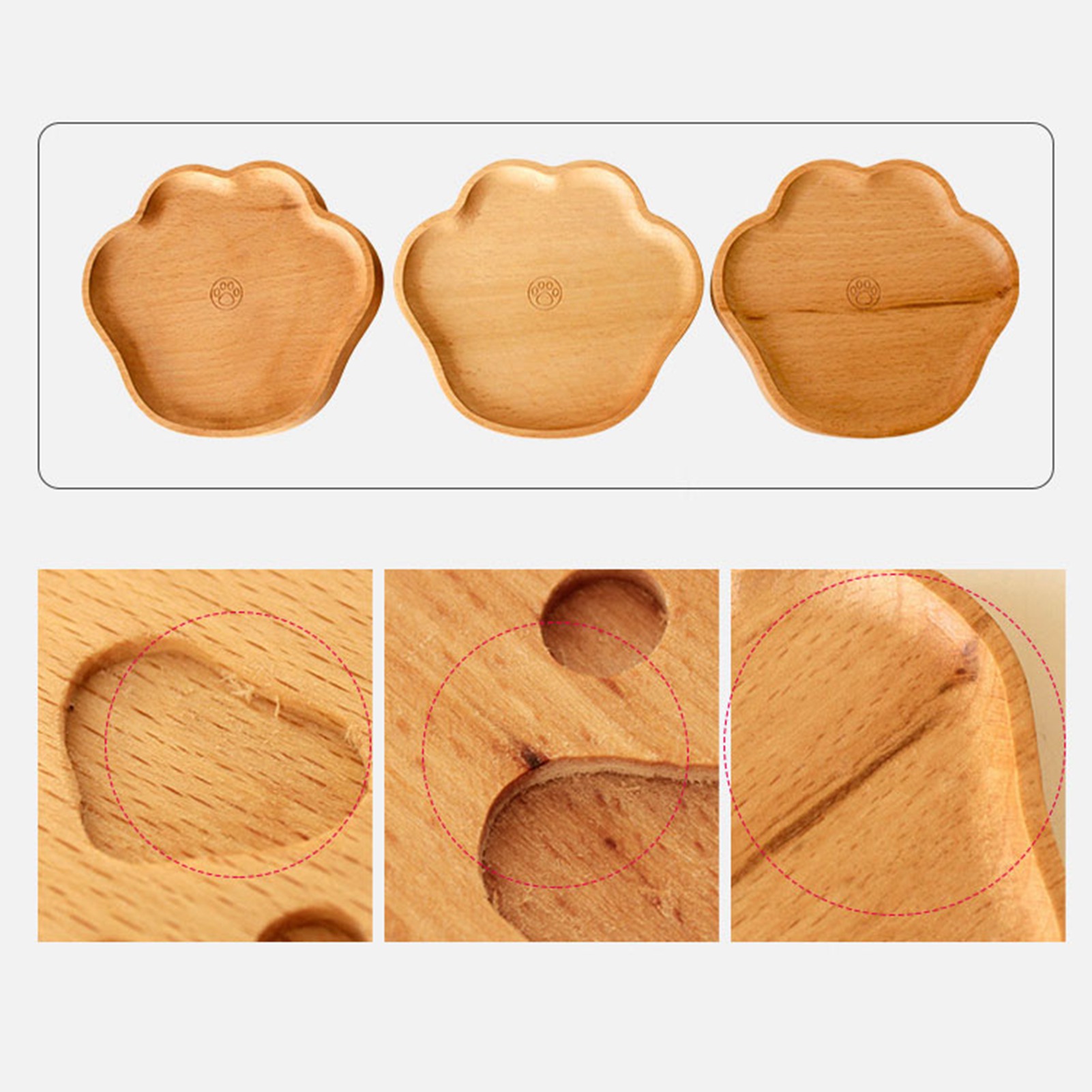 Untersetzer Aus Holz – Bärenpfoten-design Für Tee Oder Kaffee – Buchenholz, 10,5 X 9,5 Cm – Rutschfest – 1 Stück