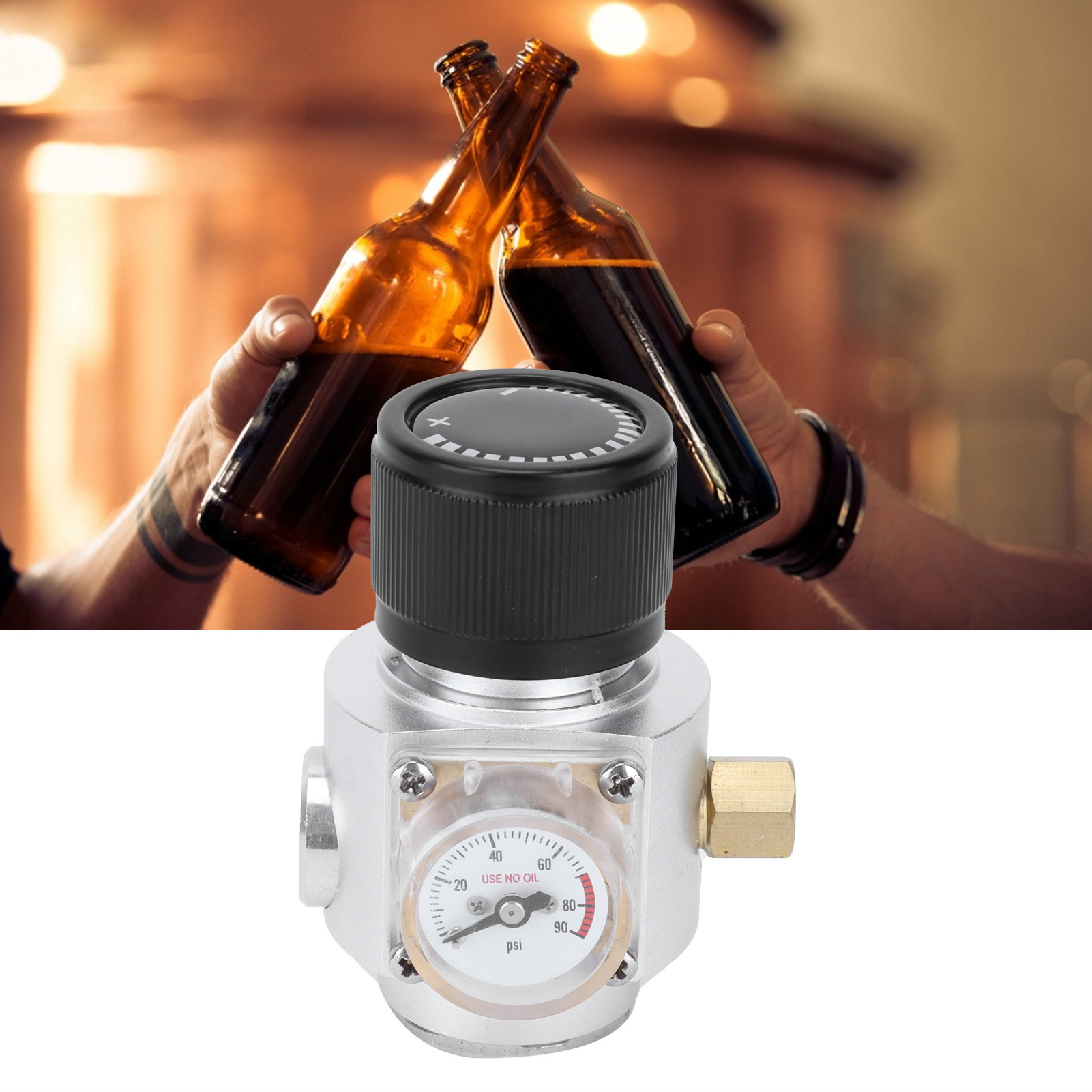 3/8" Co2-regler Für Heimbrauerei, Präzise Regelung 0-90 Psi, Robuste Edelstahlkonstruktion, Geeignet Für Kleine 12g/16g-kartuschen Für Limonaden Und Selbstgebraute Biere.