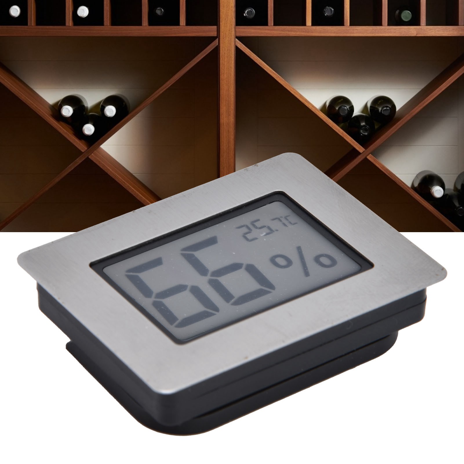 Elektronisches Lcd-einbauthermometer Und -hygrometer Für Zigarrenkisten, Gitarrenkoffer Und Weinkeller Material: Abs Und Edelstahl