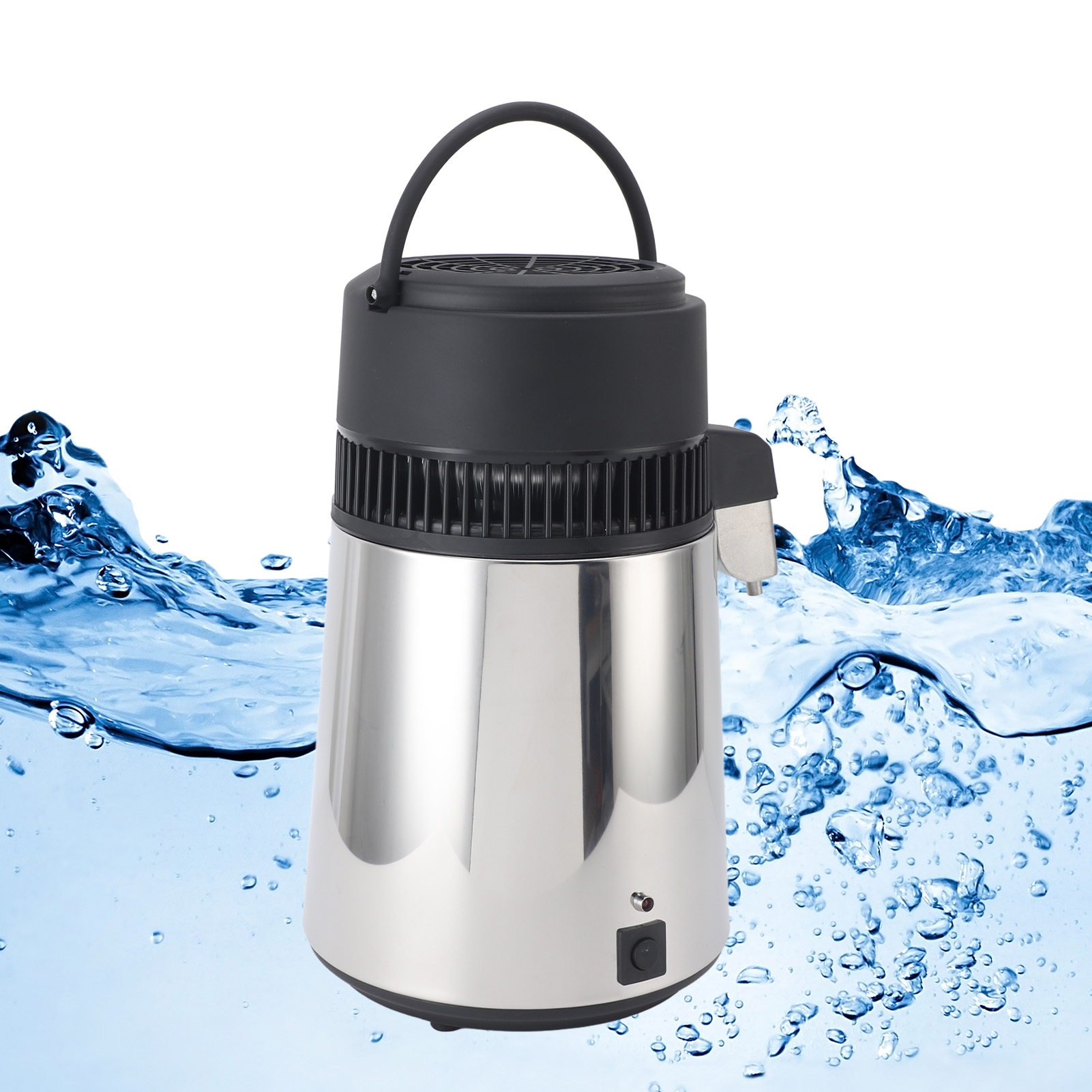Automatischer Wasserdestillierer (750 W, 4 L) – Gerät Mit Überhitzungsschutz Für Aquarien, Luftbefeuchter Und Kaffeemaschinen – Gehäuse In Blau Und Silber, Edelstahlkonstruktion, 110-v-us-stecker
