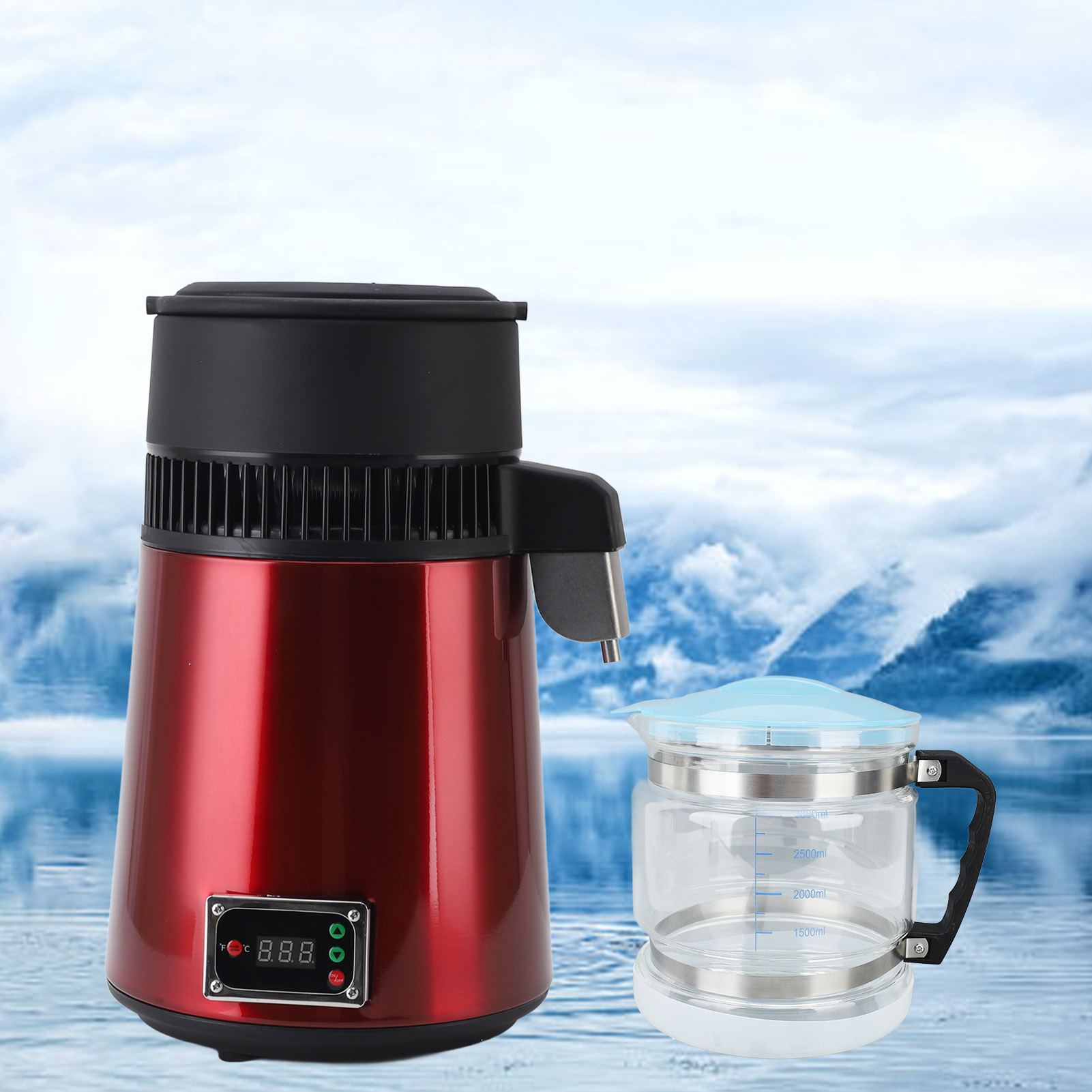 Moderner 750-w-tischwasserdestillierer Mit 4 Litern Fassungsvermögen, Glastank, Temperaturregelung, Automatischer Schutzfunktion Und Abschaltautomatik