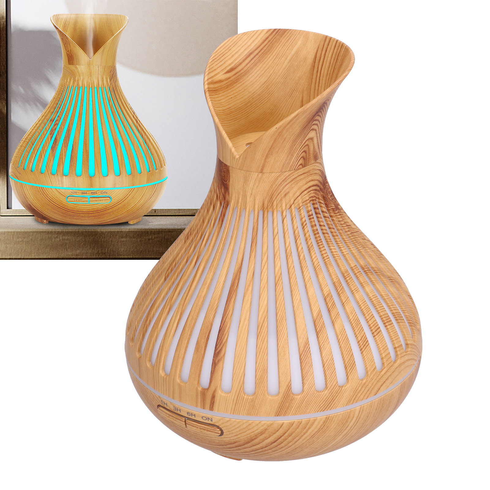 Aromadiffusor In Holzoptik Mit Fernbedienung – 400 Ml Duftlampe Mit Luftbefeuchter Für Schlafzimmer Und Büro, Abs, 216 X 168 Mm