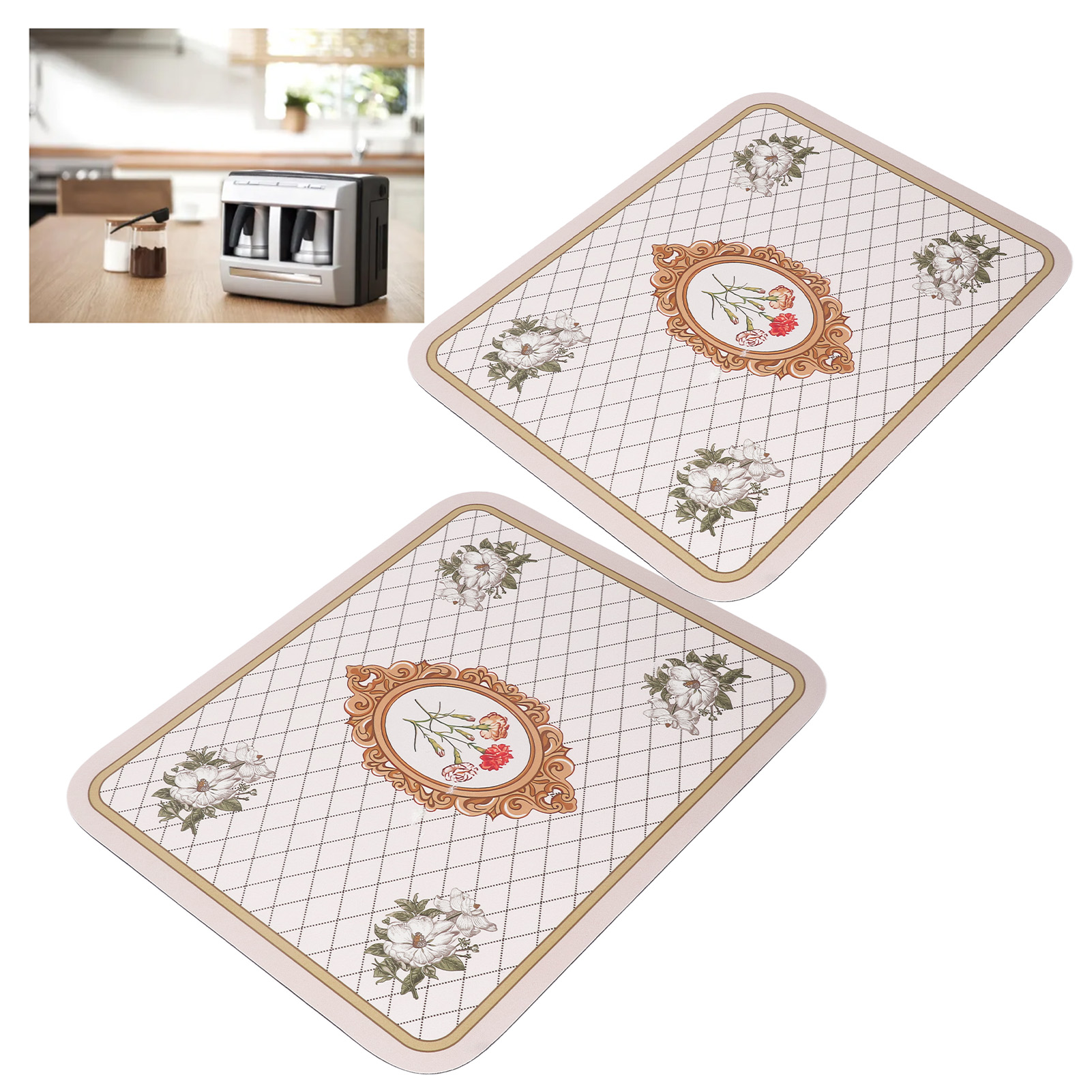 2er-pack Rutschfeste, Saugfähige Und Wasserdichte Kaffeematten 50x60cm Für Bars Und Haushaltsausstattung