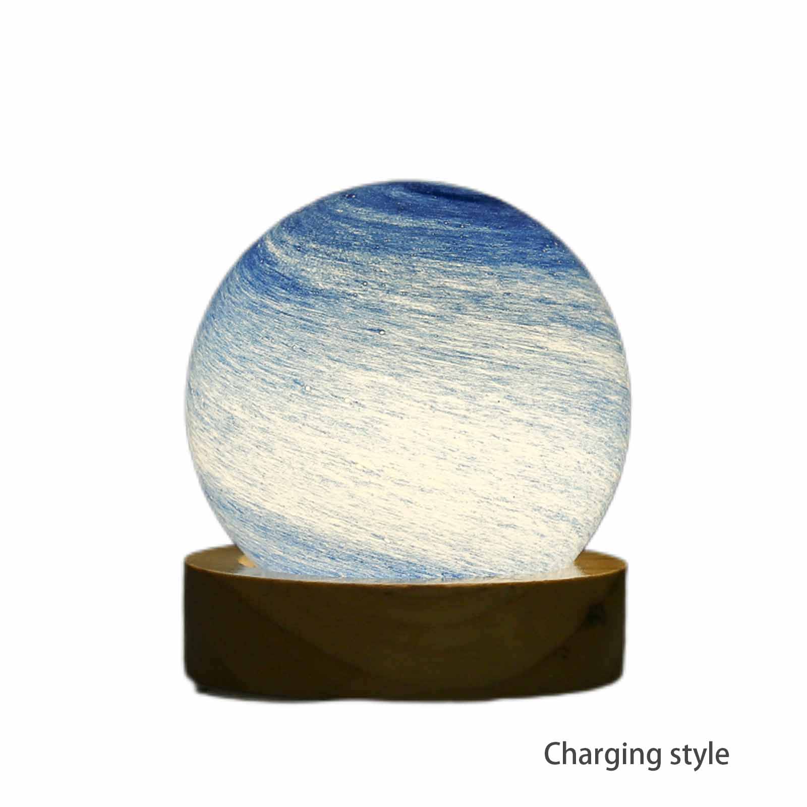 Planetenlampe – Umweltfreundliches Glas Und Holz Mit 3 Farben Und Stufenloser Dimmfunktion – Einzigartiges Galaxie- Und Mondlampen-design Für Romantische Dekorationen