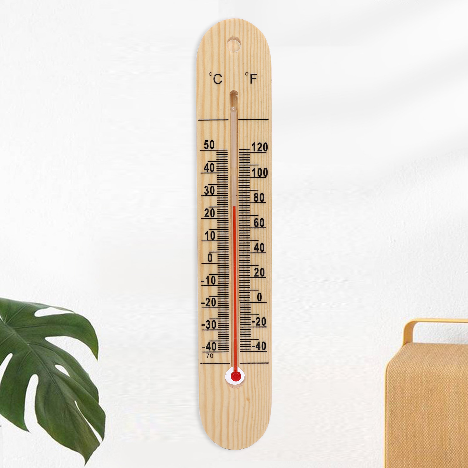 Wandthermometer Aus Blockholz, Messbereich -40 °c Bis 50 °c (-40 °f Bis 122 °f), Für Zuhause, Büro, Gartencenter, Kleiderschrank, Garage