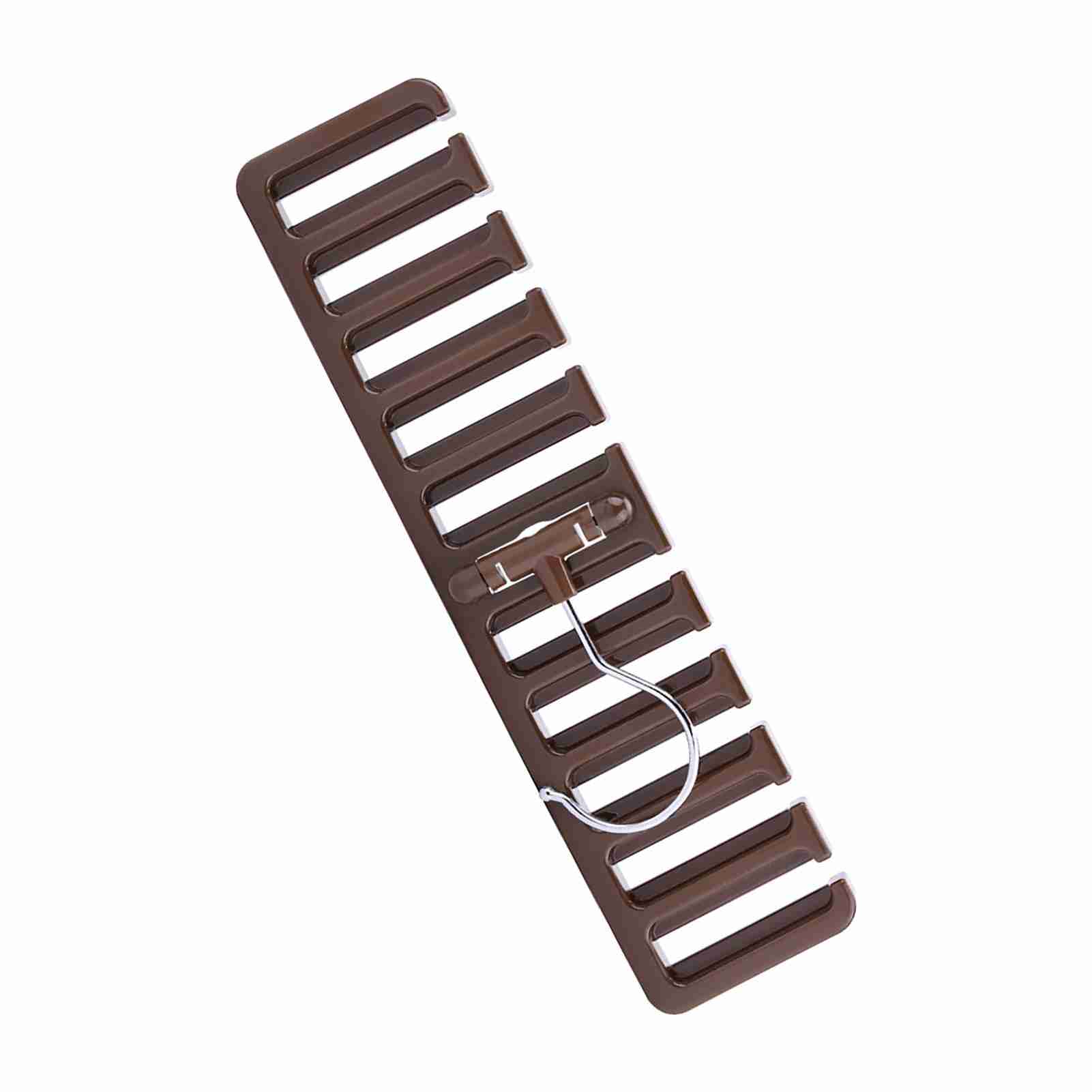 Kleiderständer Für Krawatten, Gürtel, Schals, 10 Fächer, 360° Drehbar, Robuster Kunststoff, Platzsparend, Braun, 30,5 X 7,3 X 14 Cm.