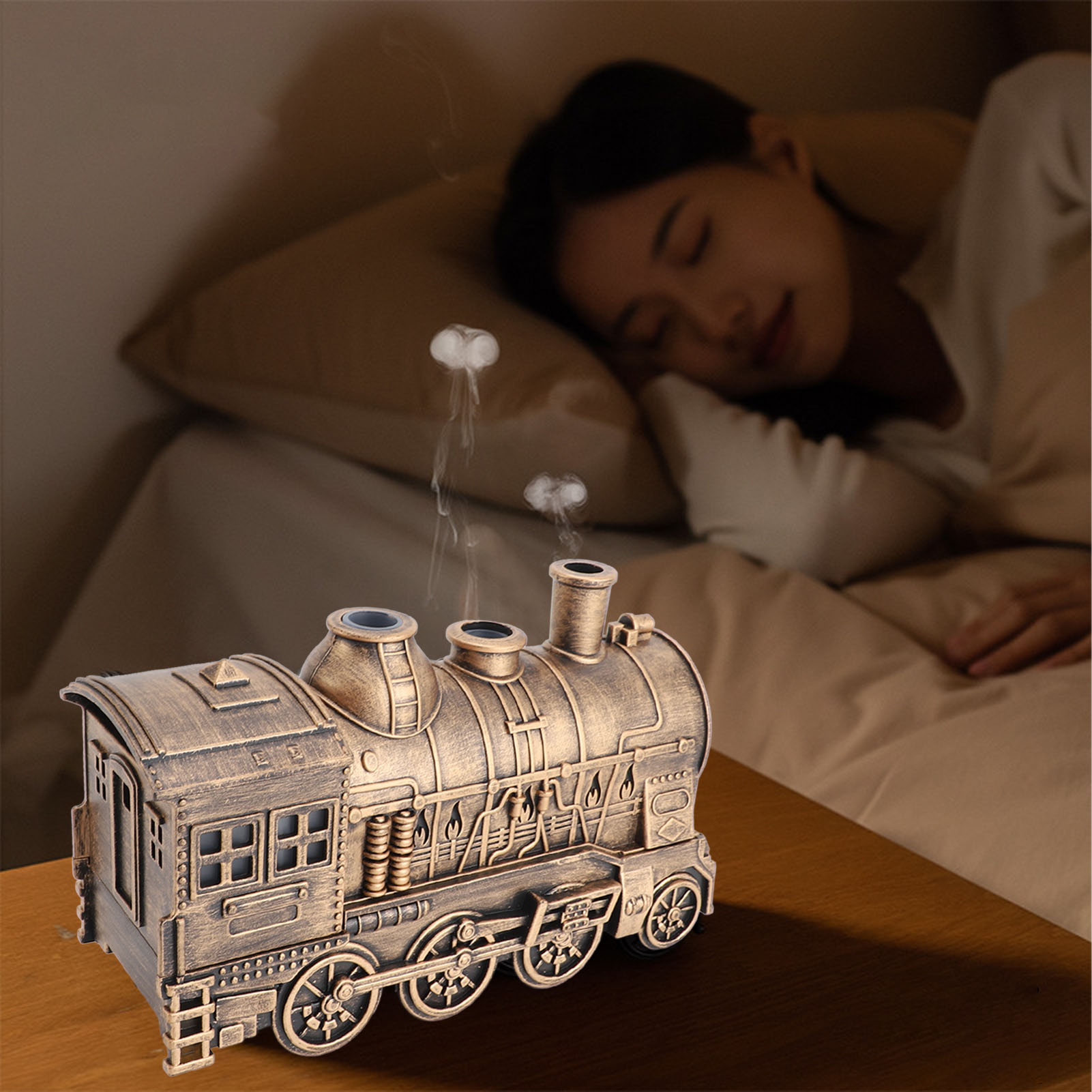 Train 300ml Luftbefeuchter/aromatherapie-diffusor In Bronze Mit Automatischer Abschaltung Für Büro Und Schlafzimmer, 100–240 V, Uk-stecker