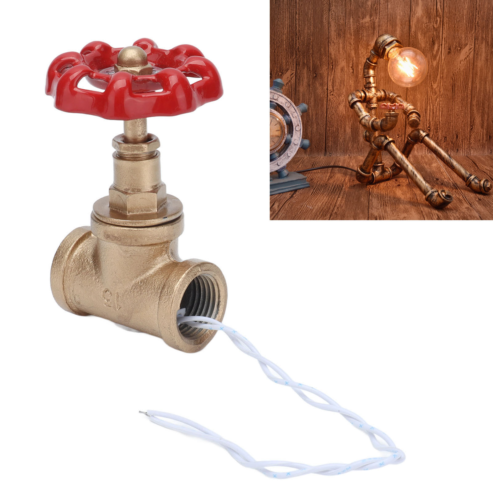 [steampunk-industrieschalter] [g1/2 Mit Kabel] [robustes Aluminium] [retro-einlage] [anleitung In Gold-rot] Für Robot & Design Lampen