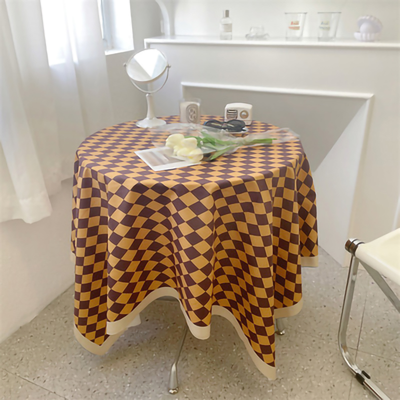 Vintage-tischdecke Mit Karomuster – Gelbe Decke Mit Fransen – Kurzer Frottee – 75 X 75 Cm