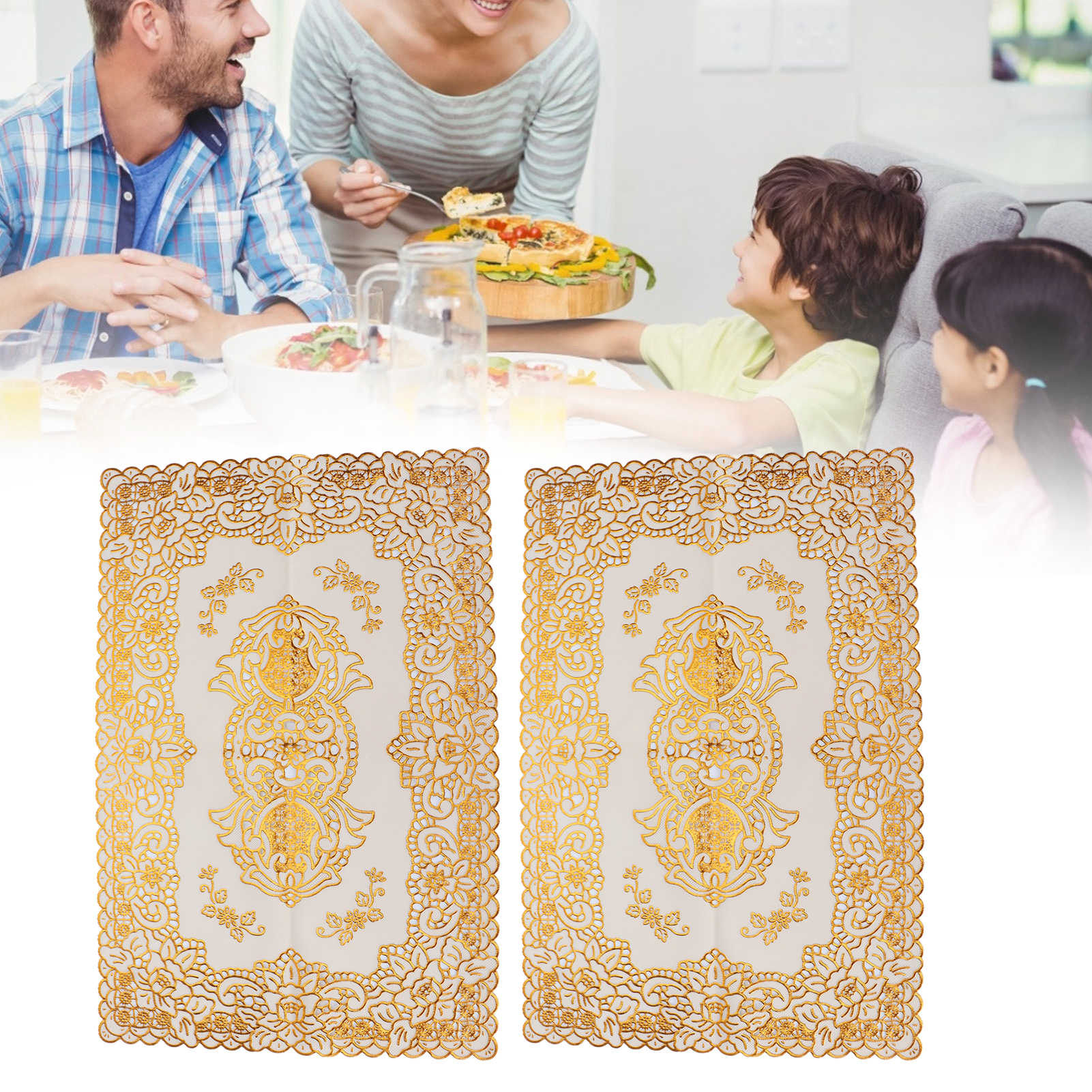 [tischdecken-set] [2-teilig] [pvc] [gold] [30 X 45 Cm] [hitzebeständig] [rutschfest]