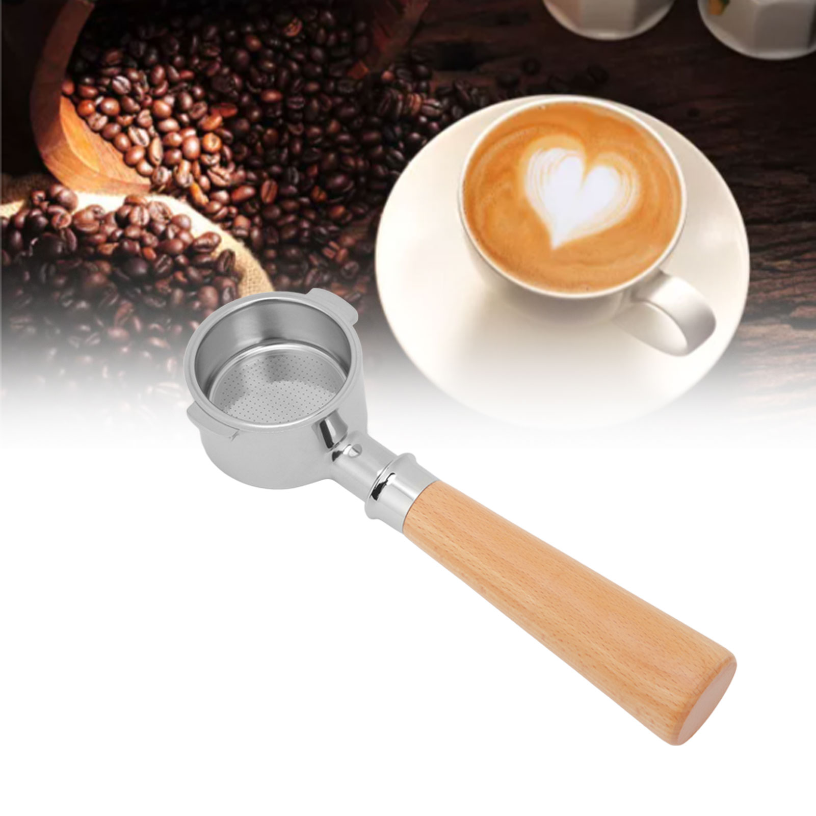 51-mm-kaffeefilterhalter Aus Edelstahl – Filterhalter Ohne Griff Mit Holzgriff Für Die Kaffeemaschine Eco310