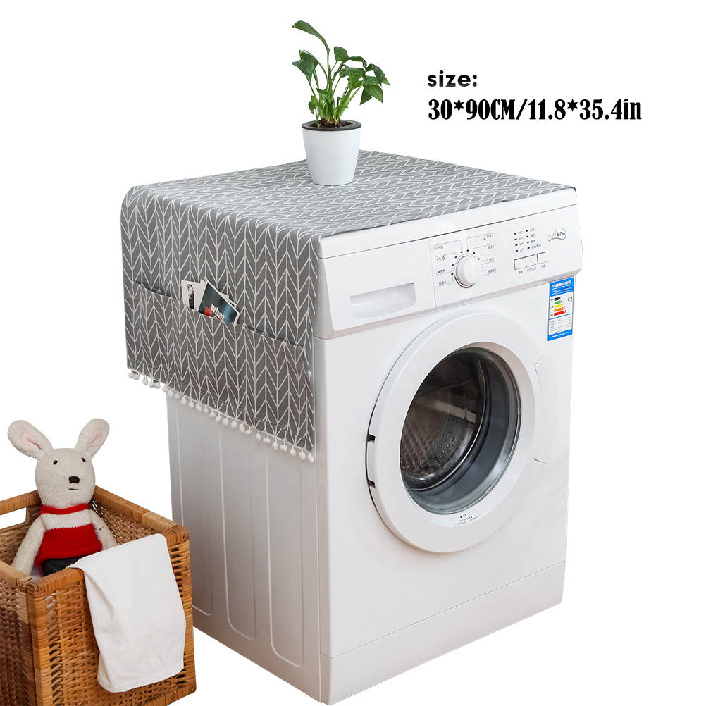 Staubschutzhülle Für Waschmaschine Und Kühlschrank – Polyester – Größen: 30 X 90 Cm Oder 55 X 130 Cm – 1 Stück – Rustikales Design Mit Taschen
