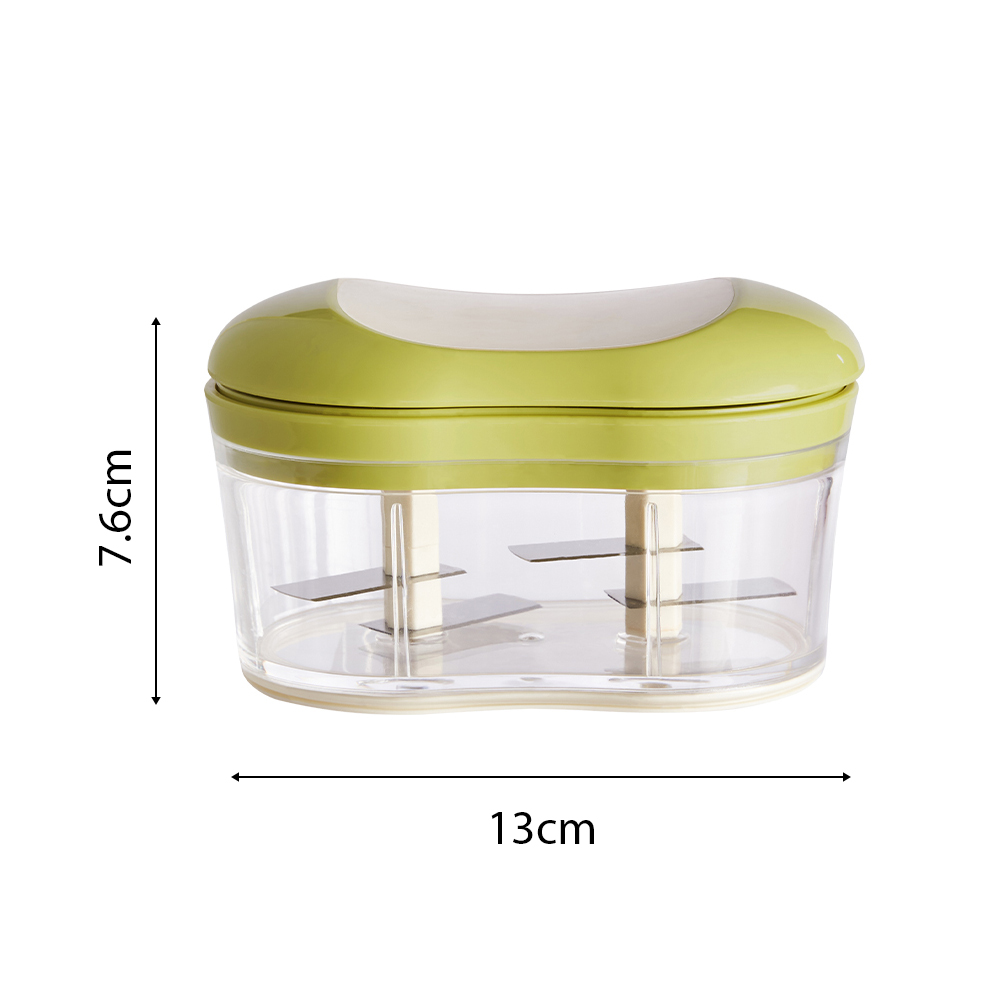 Multifunktionaler Manueller Zerkleinerer, Gemüseschneider, Schalottenmühle, Zwiebelschneider, Mini-küchenmaschine, Leicht Zu Reinigen, Abs/pet/edelstahl, Grün/grau, 13 Cm X 8 Cm X 7,6 Cm