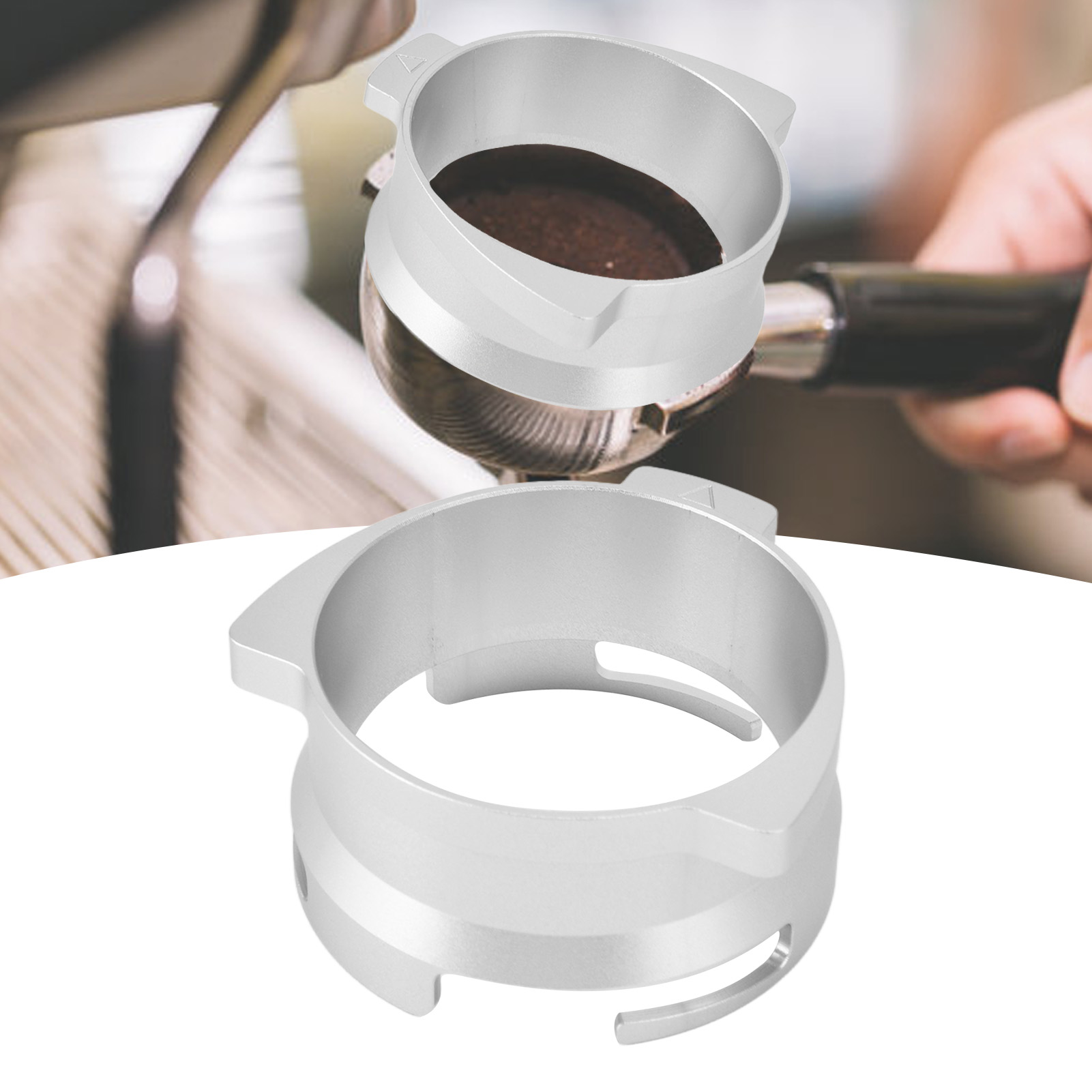 54-mm-dosiertrichter Für Breville 8 Siebträger – Drehbar Und Robust, Aus Silberfarbenem Aluminium