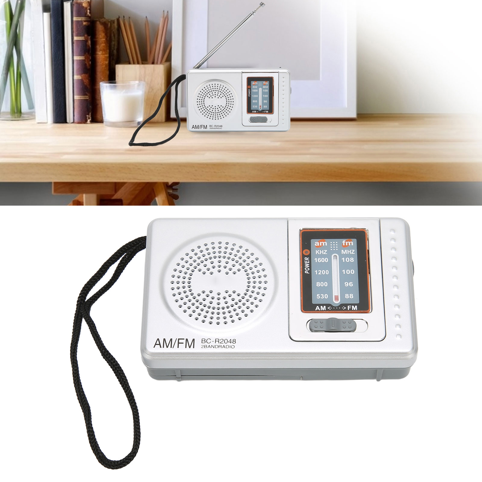 Silbergraues Am/fm-radio, Kompakt Und Leicht, Tragbare Größe, Betrieb Mit Aa-batterien, Schlichtes Design, Ideales Geschenk Für Eltern Und Großeltern