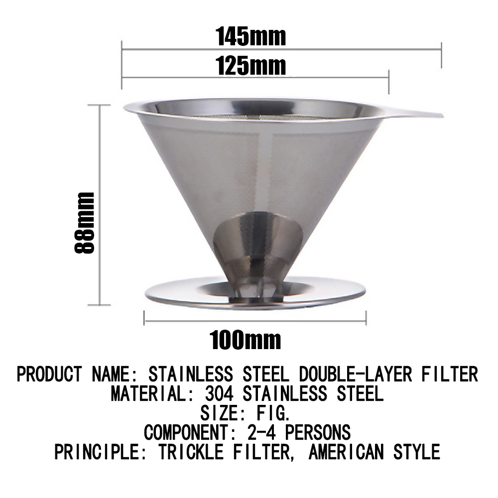 Kegelförmiger Kaffeefilter Aus Edelstahl, 115 Mm – Barista-geeignet – Wiederverwendbarer Filter Für Filtertee-sets, Tragbares Kaffeezubehör Für Camping