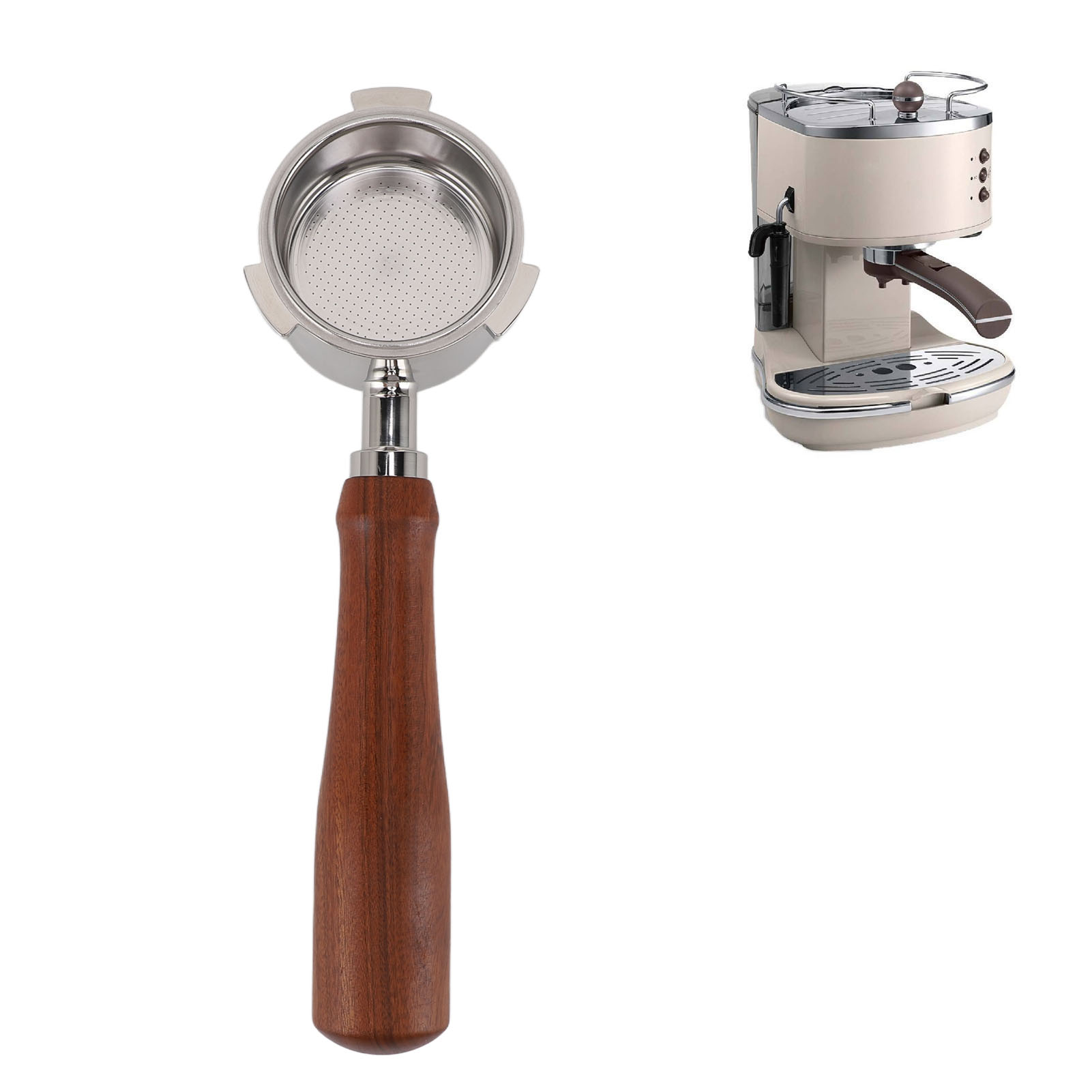 51-mm-filterhalter Ohne Boden Für Delonghi-kaffeemaschinen – Filter Aus Edelstahl 304 Mit 3 Füßen – Ergonomisches Und Abnehmbares Design