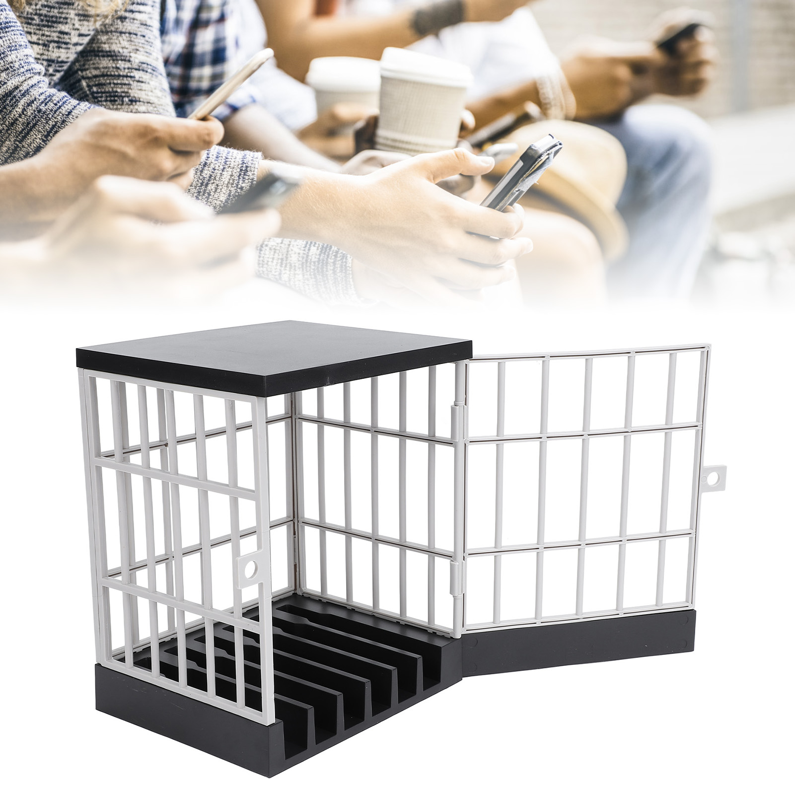 Smartphone-schließfach, Handy-schutzbox, Kunststoff, Für 6 Handys, Schwarz/grau