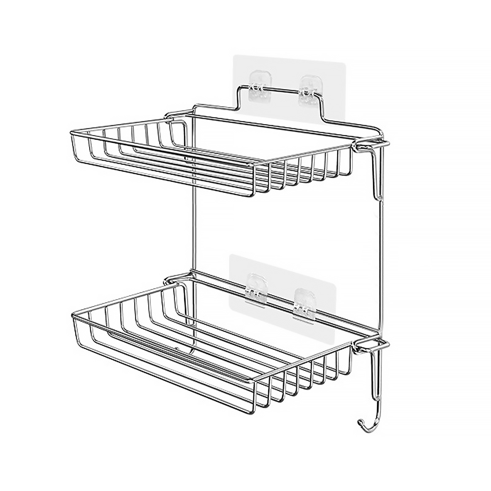 Selbstklebender, Wandmontierter, Mehrstufiger Handtuchhalter – Bohrfreier Badezimmer-organizer – 1, 2 Oder 3 Ebenen Aus Silberfarbenem Edelstahl (259 G, 478 G, 717 G) Mit Haken