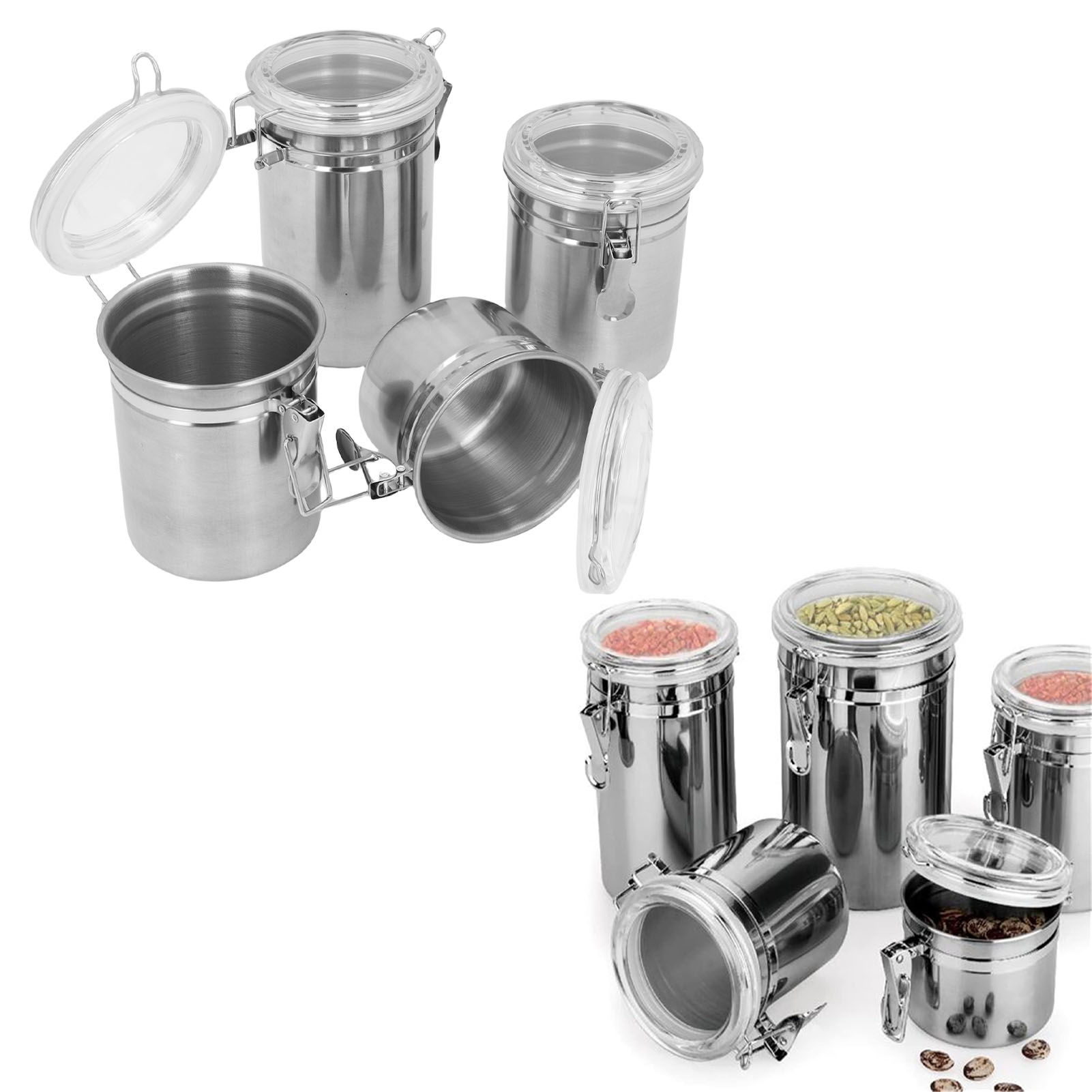 4-teiliges Set Luftdichter Aufbewahrungsbehälter Aus Edelstahl Für Kaffee, Tee, Milch Und Pulver – Stilvoll Und Leicht Zu Reinigen