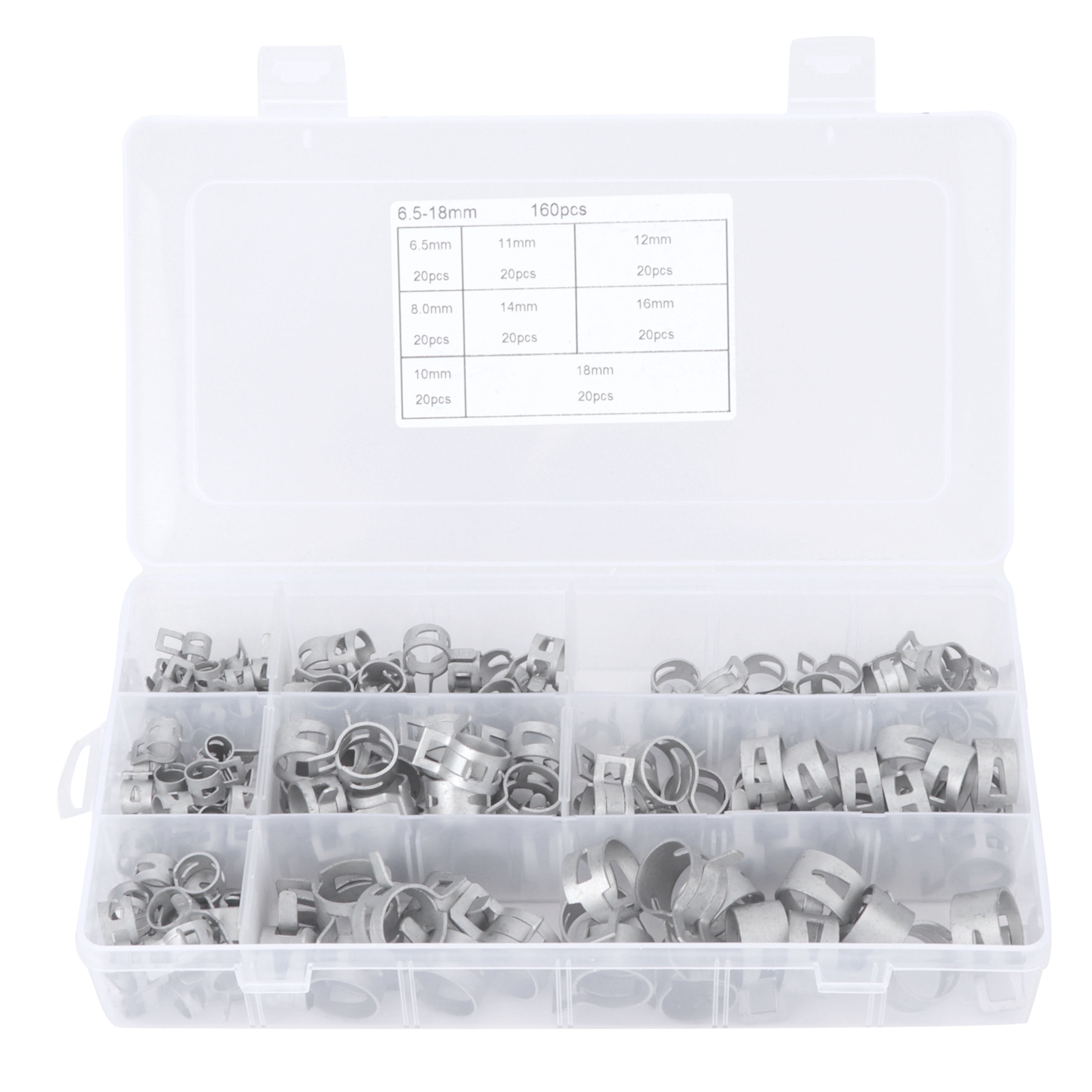 Schlauchschellen-set – 160 Stück Schlauchschellen Aus Edelstahl 304, Silbernes Set Für Kraftstoff-/diesel-/ölschläuche (6,5–18 Mm)