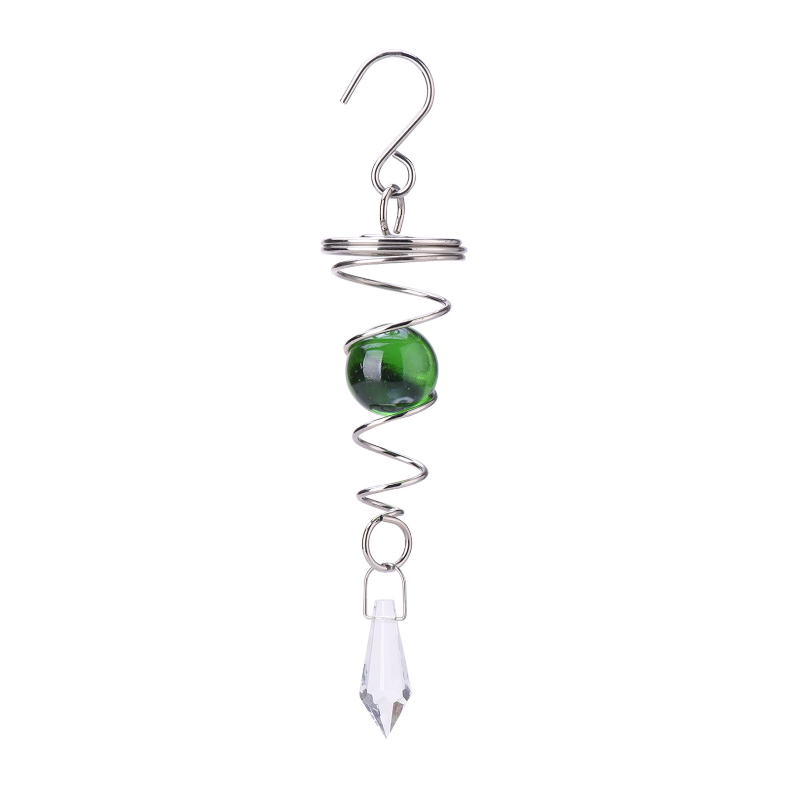 Spiralförmiger Kinetischer Garten-windspinner Aus Edelstahl Mit Farbigen Glasperlen – 1 Stück, Größe 18 X 4 Cm
