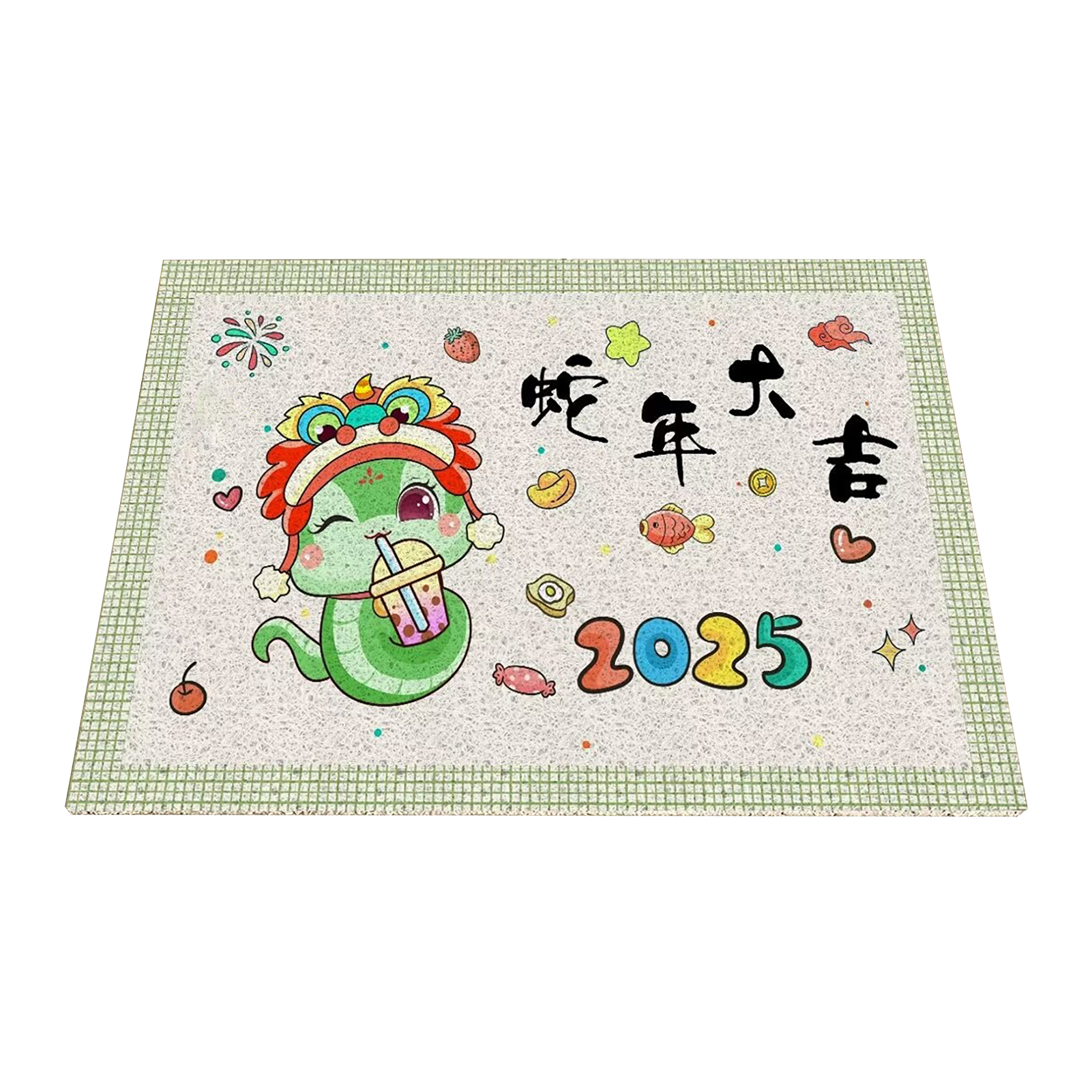 60 X 90 Cm Nylon-eingangsmatte – Strapazierfähige, Glatte Matte – Neue Fußmatte Zum Jahr Der Schlange Mit Tierkreiszeichen-motiv Zur Reinigung Von Schmutz Und Staub