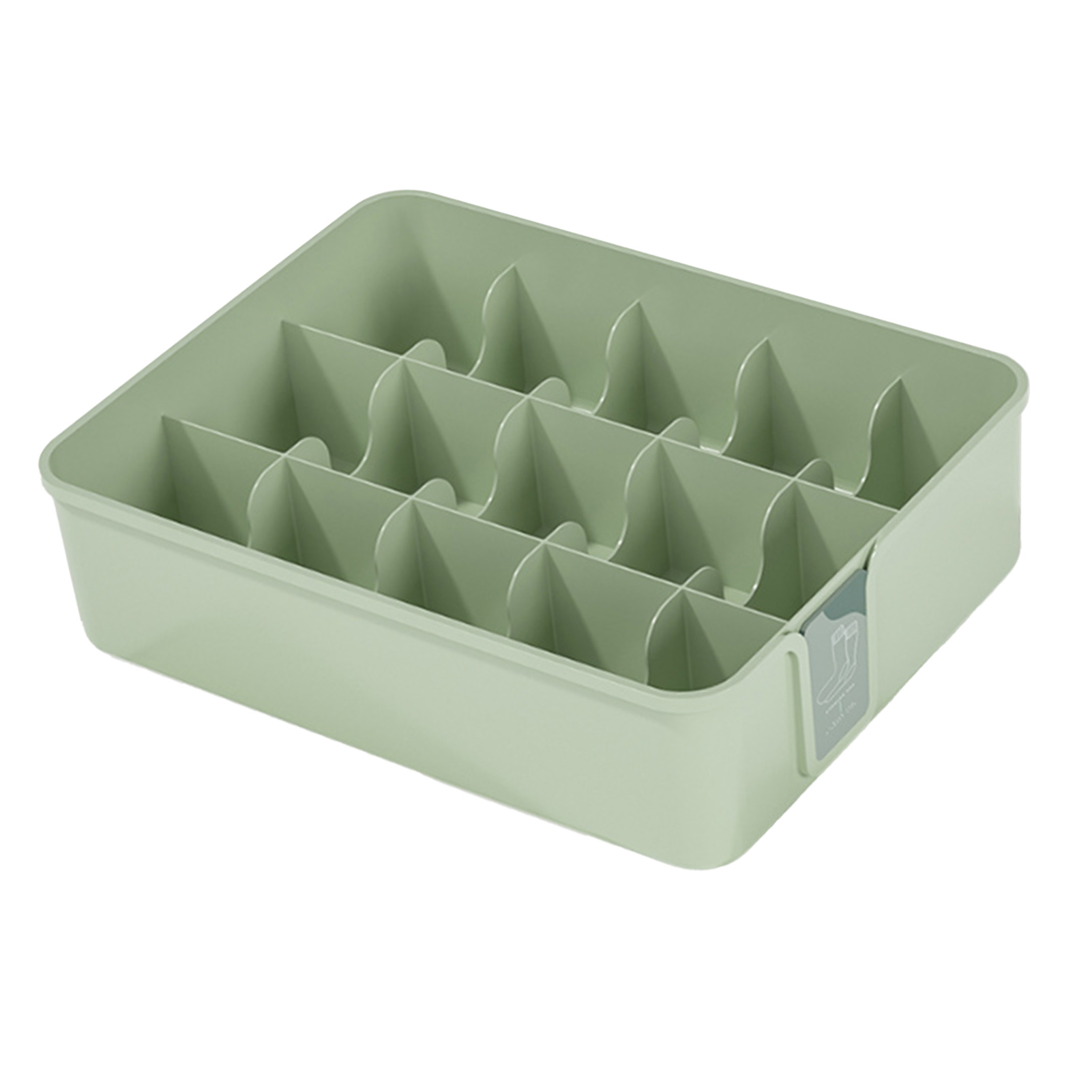 Socken- Und Unterwäsche-organizer, 15 Fächer, Kunststoff, 30 X 23 X 9 Cm, Grün, Sockenaufbewahrungsbox