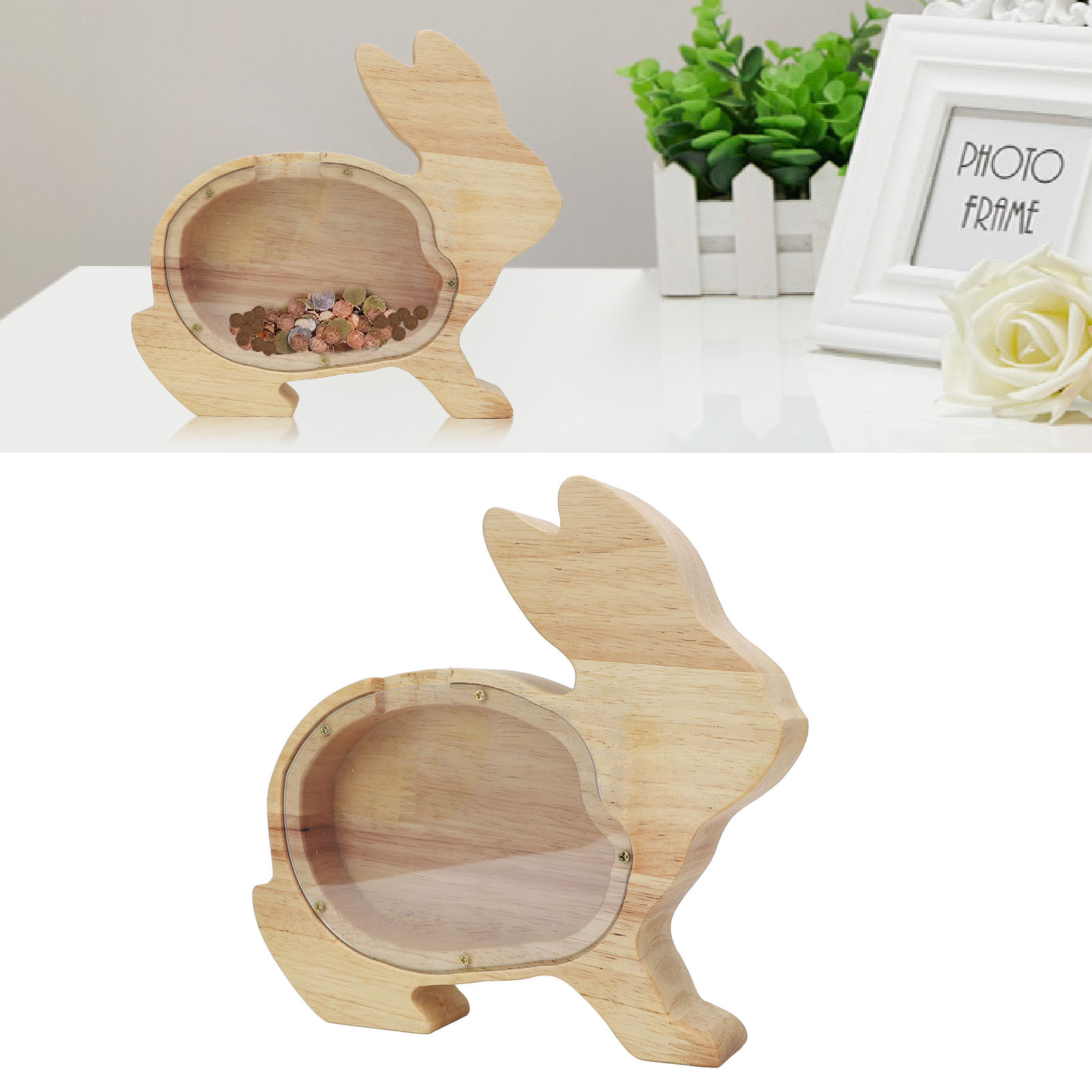Sparschwein Tier-spardose, Niedliche Cartoon-spardose Aus Holz, Spardose In Tierform Für Jungen, Mädchen Und Erwachsene, Kaninchen-spardose