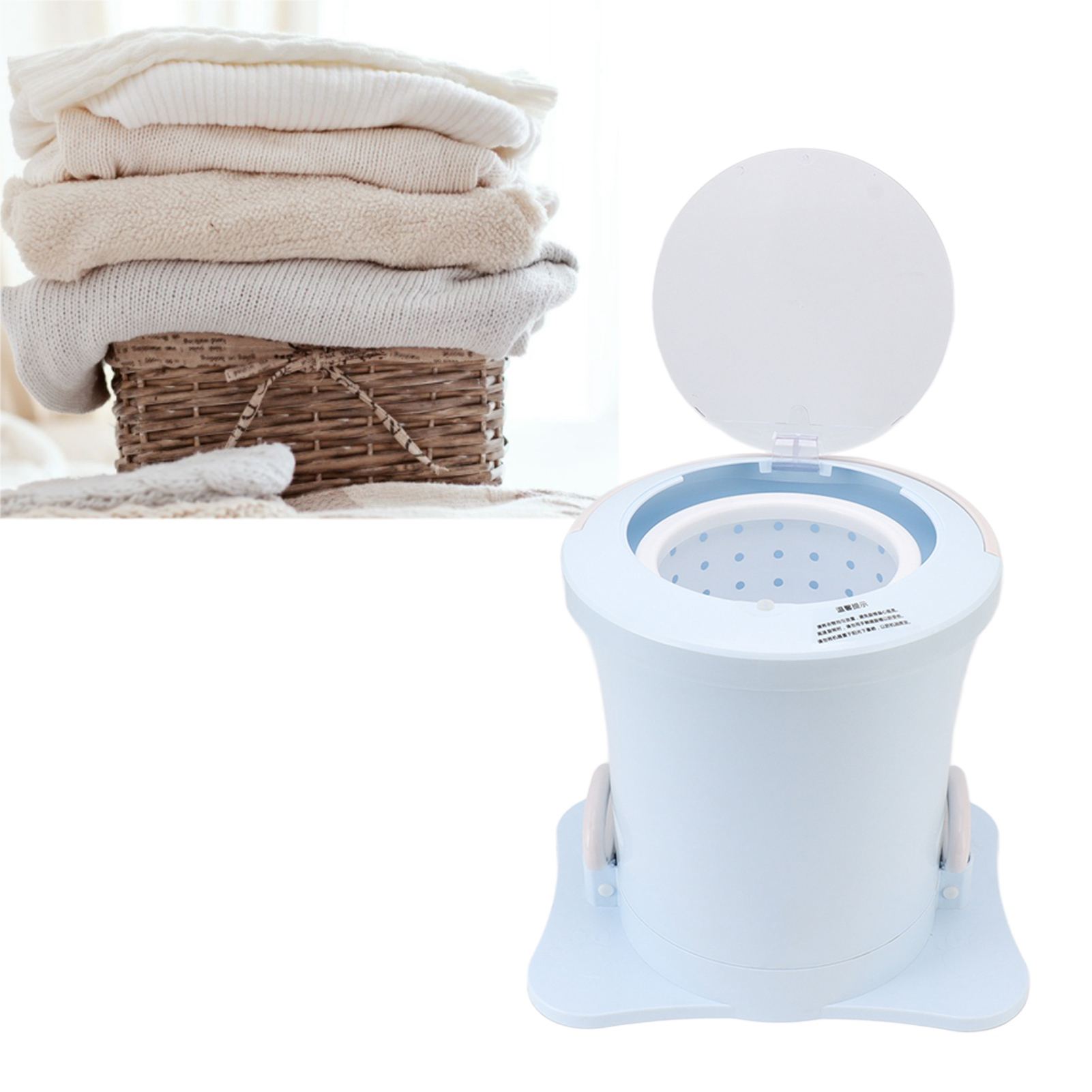 [manuelle Schleuder] + + [2500 U/min] + Wäschetrockner Ohne Stromanschluss, Herausnehmbarer Korb, Ergonomisches Design, Saugfüße, Abs, Pp, Geeignet Für Kleine Wäschestücke, Hellblau, Manuelle Zugschnu