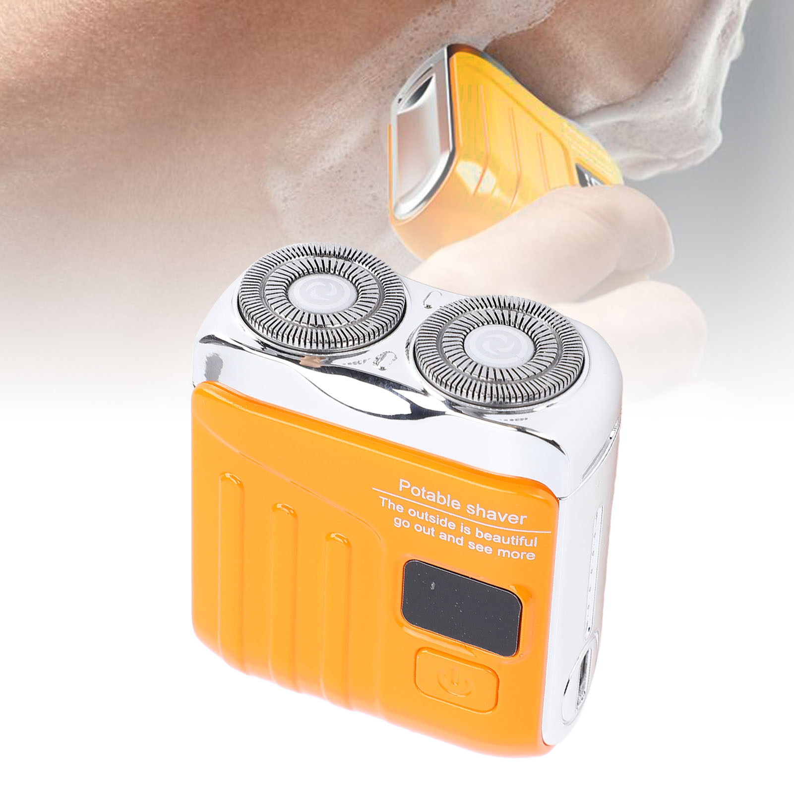 Mini-usb-wiederaufladbarer, Tragbarer Barttrimmer Mit Akkuanzeige, Abwaschbaren Magnetischen Aufsätzen, 500-mah-akku, Orange, Kompakter Und Leiser Reisetrimmer