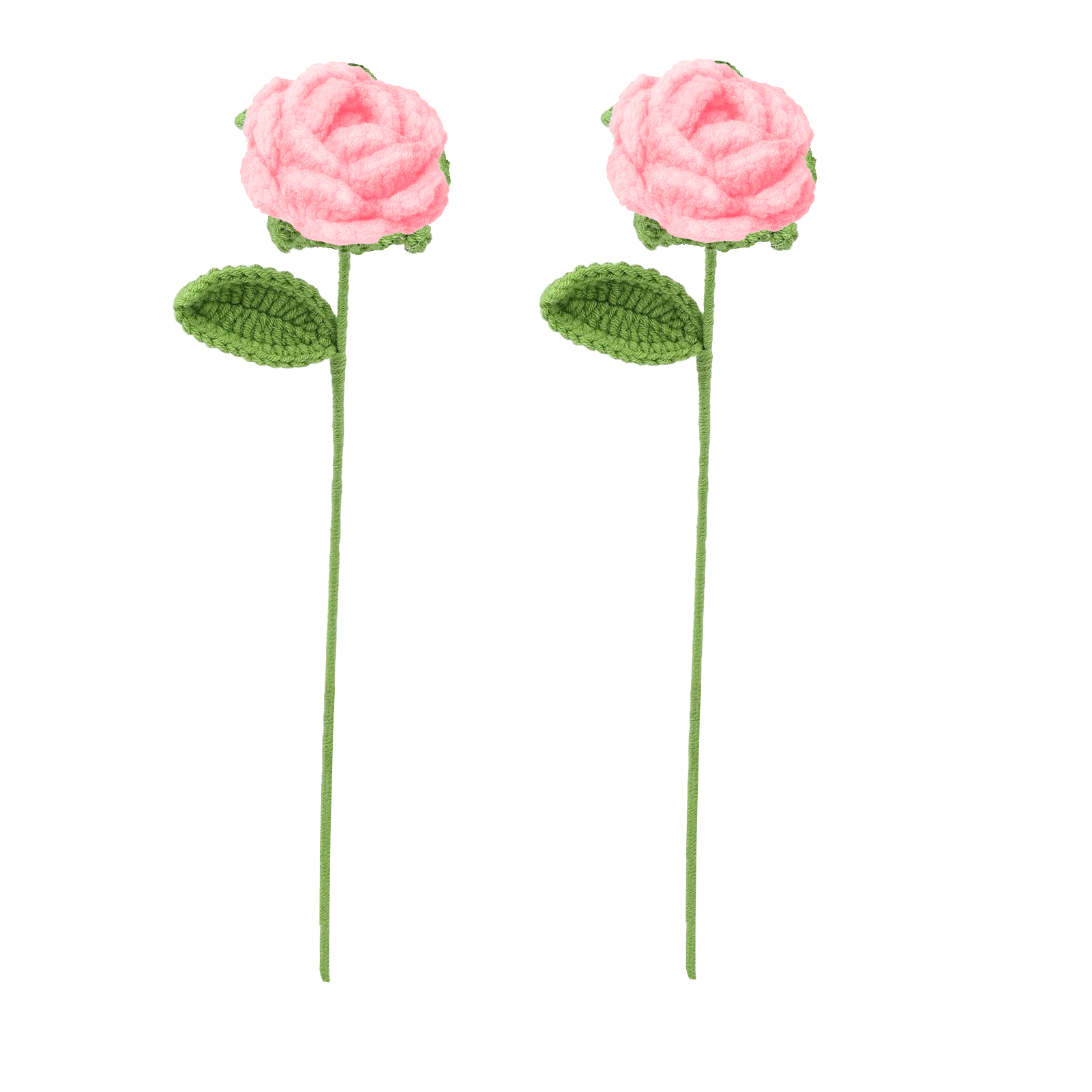 Künstlicher Rosenstrauß [2 Stück] Handgewebte Rosen Aus Milchbaumwolle, Fertig Zum Verschenken, Zartrosa Farbe, Florale Dekoration