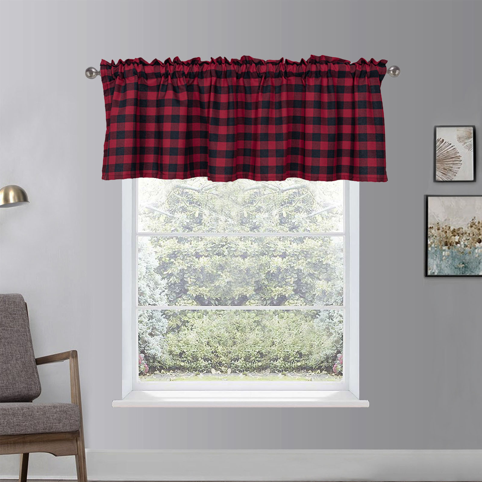 [türvorhang] Küchenvorhang Aus Polyester Mit Karomuster, Schlicht Und Modern, Kaffeefarbener Vorhang – 130 X 41 Cm – Polyesterfaser – Lichtdurchlässigkeit 40–70 % – 1 Stück