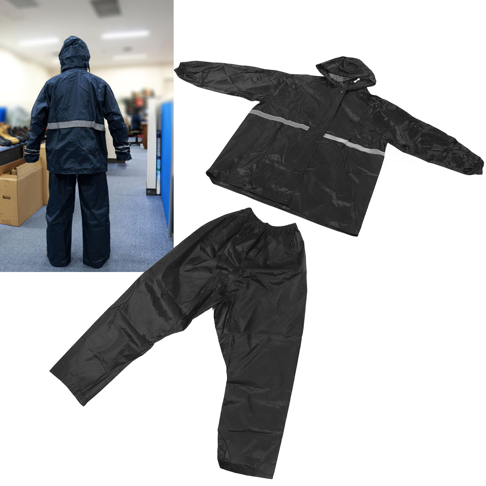 Herren/damen Xl Schwarzes Oxford-gewand, Wasserdicht, Winddicht, Vollständiger Schutz Bei Regenstürmen, Geeignet Für Reisen Und Trekking