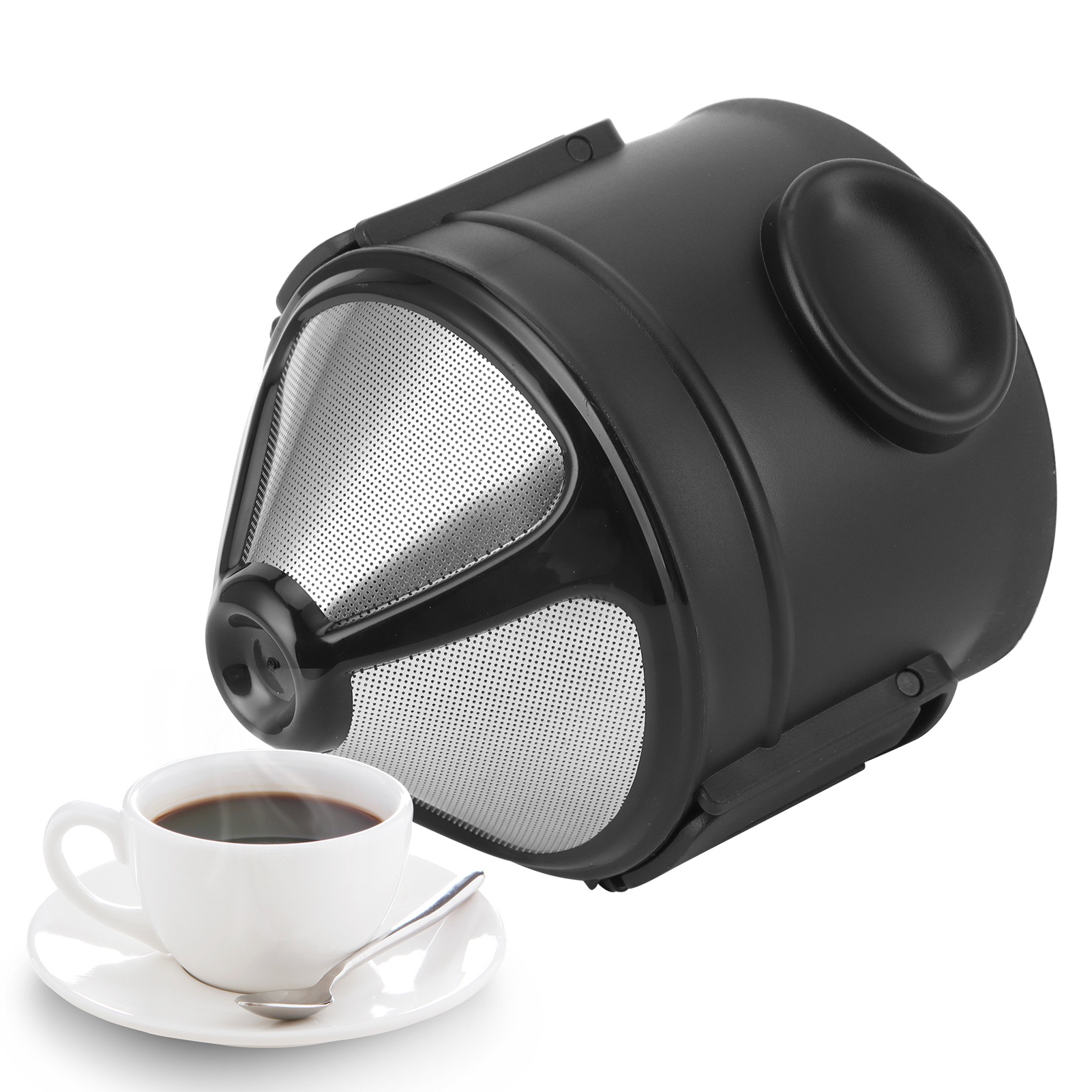 Wiederverwendbarer Kaffeefilter, 6 Cm, Ausklappbarer Kegel Aus Abs Und Edelstahl