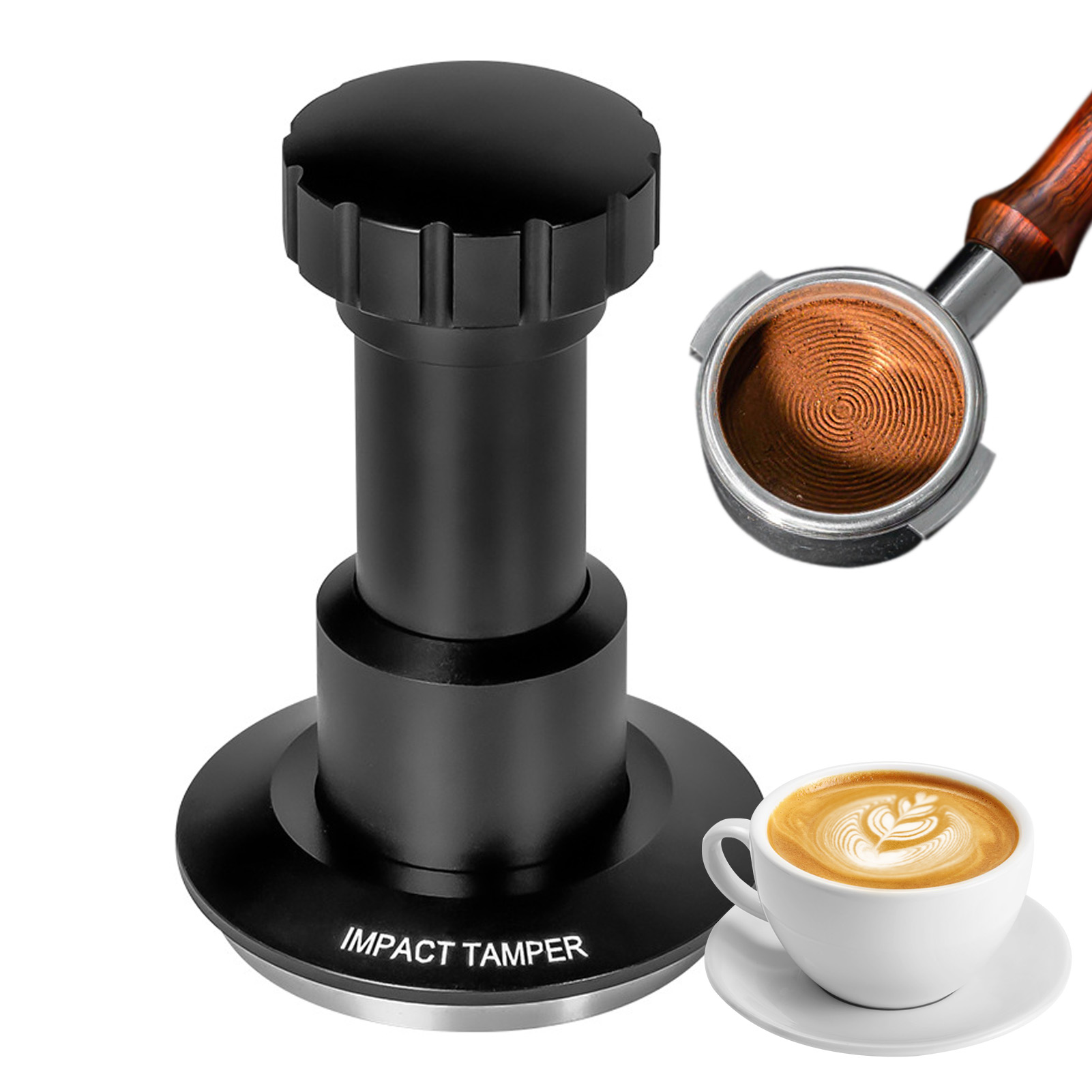 51-mm-espresso-tampon, Strukturierte Aluminiumbasis, Gehäuse Und Basis Aus Edelstahl 304, Einstellbarer Druckbereich Von 25–35 Lb, Ergonomisches 4-feder-system