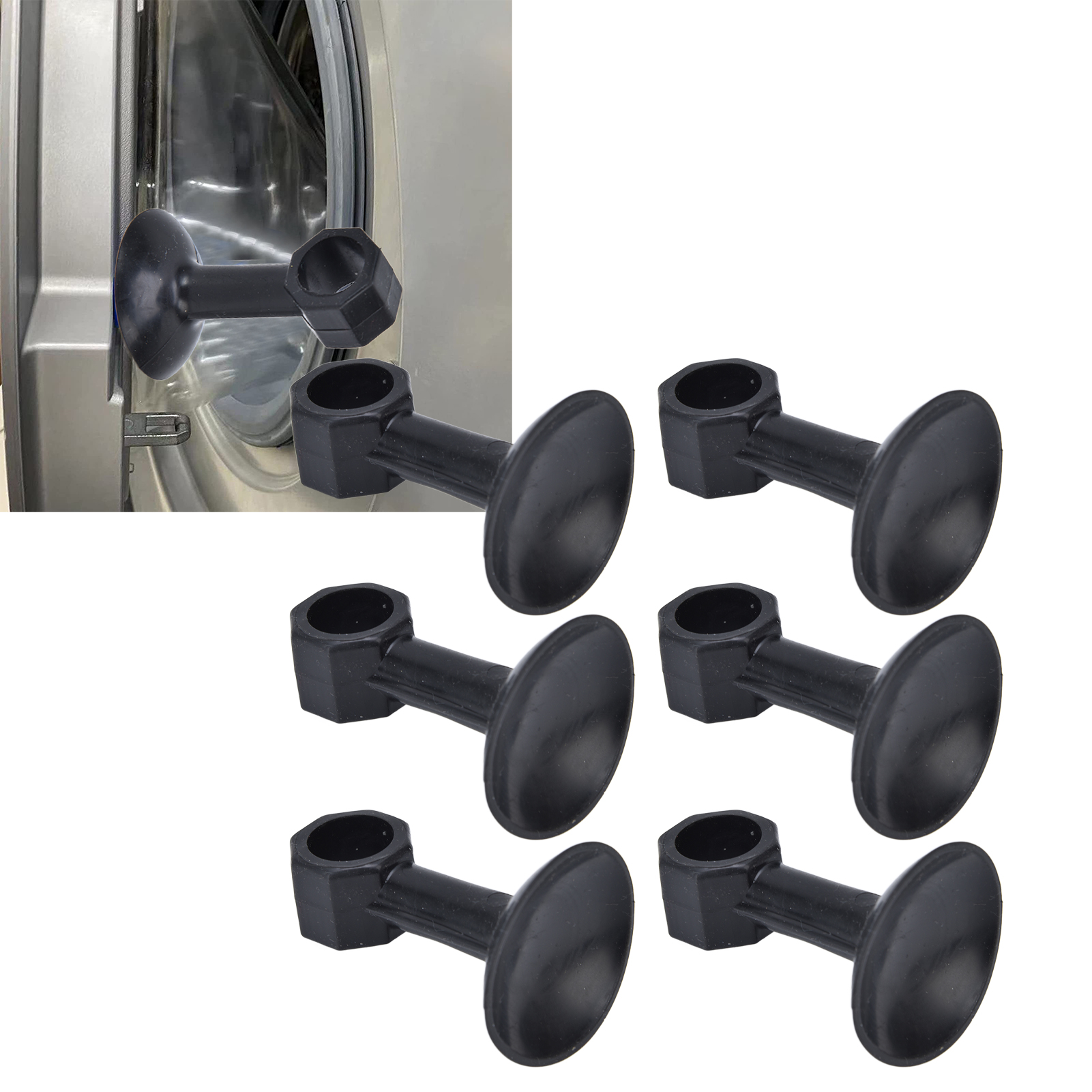 Türstopper Für Waschmaschinen, Türkeil, 10 Stück Weiche Gummistopper Mit Abgerundeten Ecken Und Saugnapf, 6 X 4 Cm, Schwarz, Zum Trocknen Der Innenseite