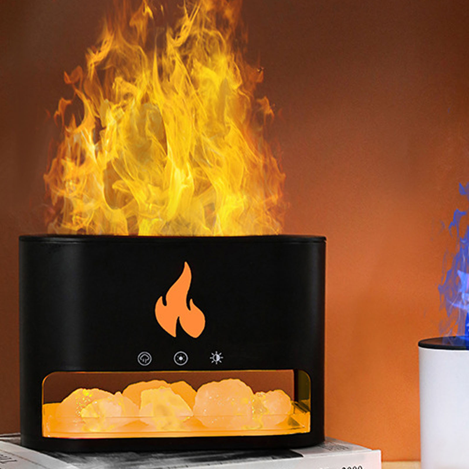 Duftdiffusor Und Luftbefeuchter Mit 7-farbigem Flammeneffekt – 250 Ml Mit Abs-salzstein, Realistische Flammenfarbe Für Ein Angenehmes Ambiente Zu Hause Und Im Büro