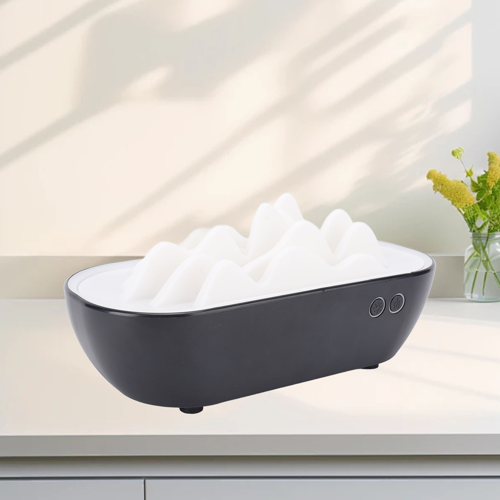 Aromatherapie-diffusor Im Chinesischen Bergdesign, Kompakter 220-ml-ultraschall-luftbefeuchter, Schwarzes Abs, Für Zuhause Oder Büro