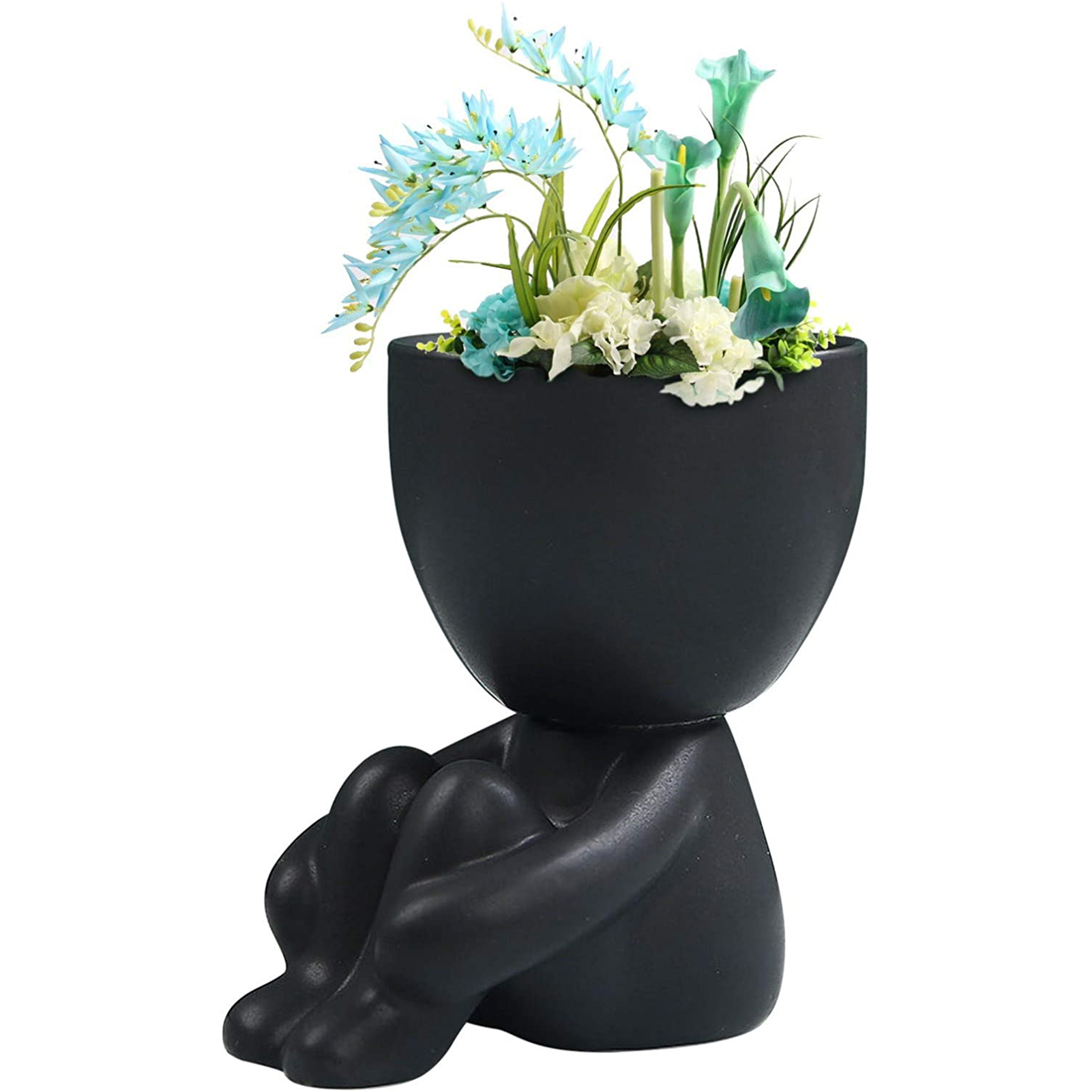 Kreativer, Menschenförmiger Keramik-pflanztopf, Schwarz, Für Sukkulenten Und Kakteen, Für Drinnen Und Draußen, 9,2 Cm