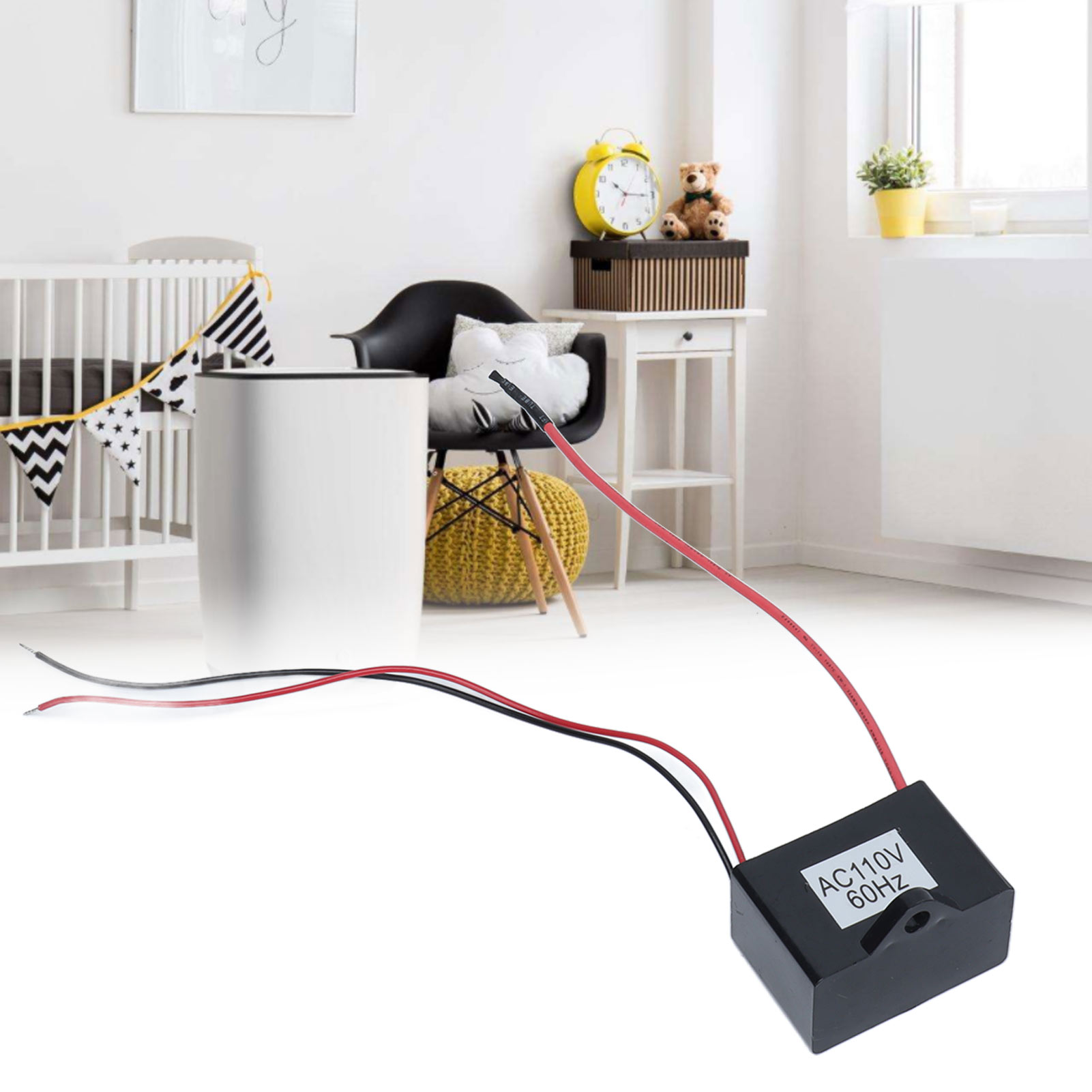 [negativionengenerator] Mini-ionisatormodul (60 Hz, Schwarz) Für Luftreiniger, Haartrockner, Kühlschrank, Wasserspender, 110 V Wechselstrom, Abs, 45 G