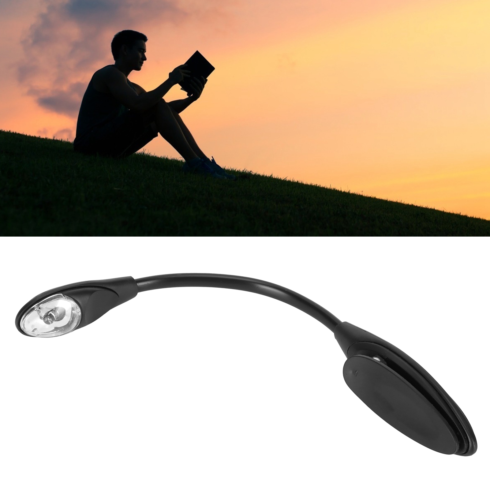 Ansteck-leselampe – Mini-led-lampe Zum Tragen, Flexibel Und Mit Clip Für Reisen Und Schlafzimmer – Schwarz – Sicherheitsclips