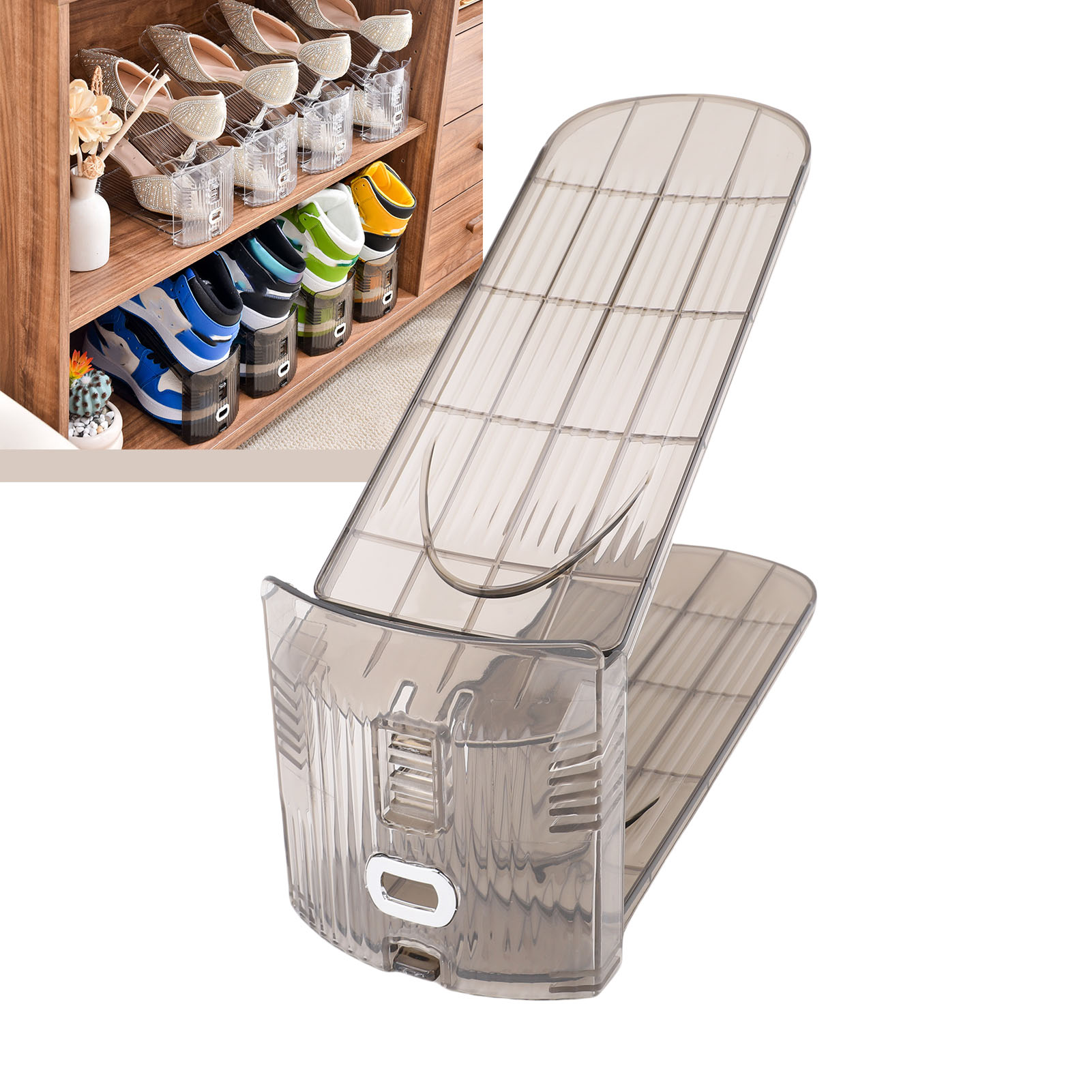 Doppellagiger, Transparenter Schuh-organizer Modularer Schuh-organizer Mit Schutzhüllen, Aus Grauem, Transparentem Kunststoff, 10-teilig